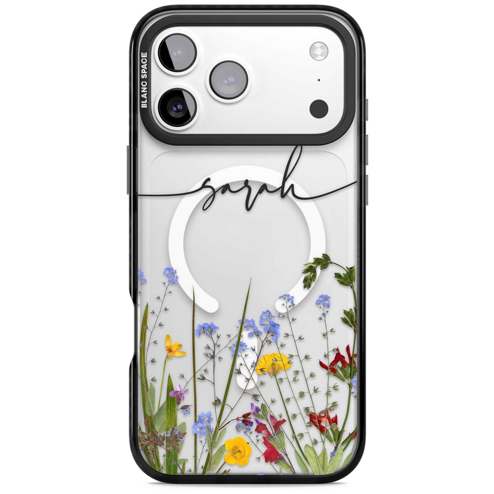 Personalised Wildflower Floral iPhone 17 Pro Impact Pro Black Phone Case