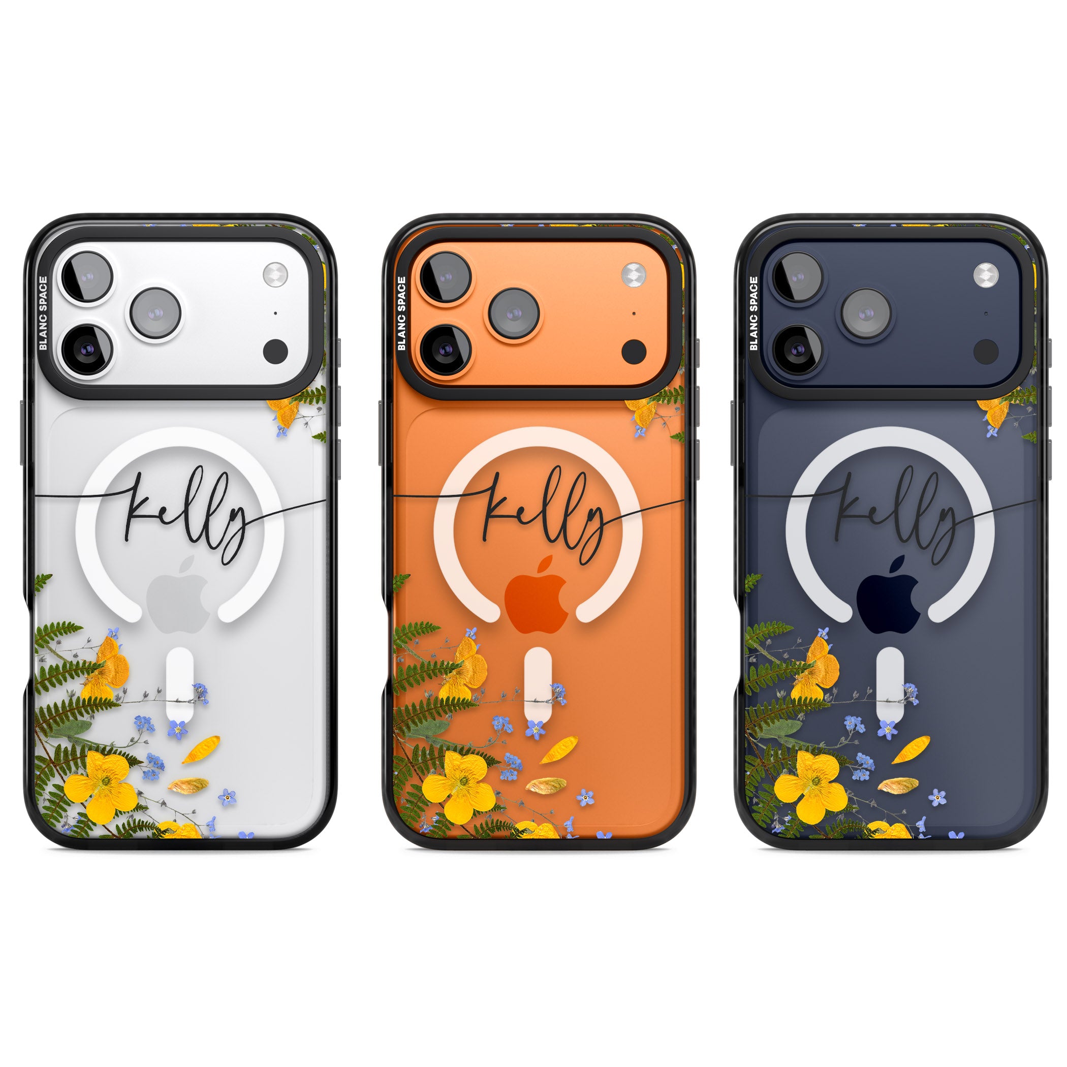 Personalised Ferns & Wildflowers iPhone 17 Pro Impact Pro Black Phone Case APT Impact Protection