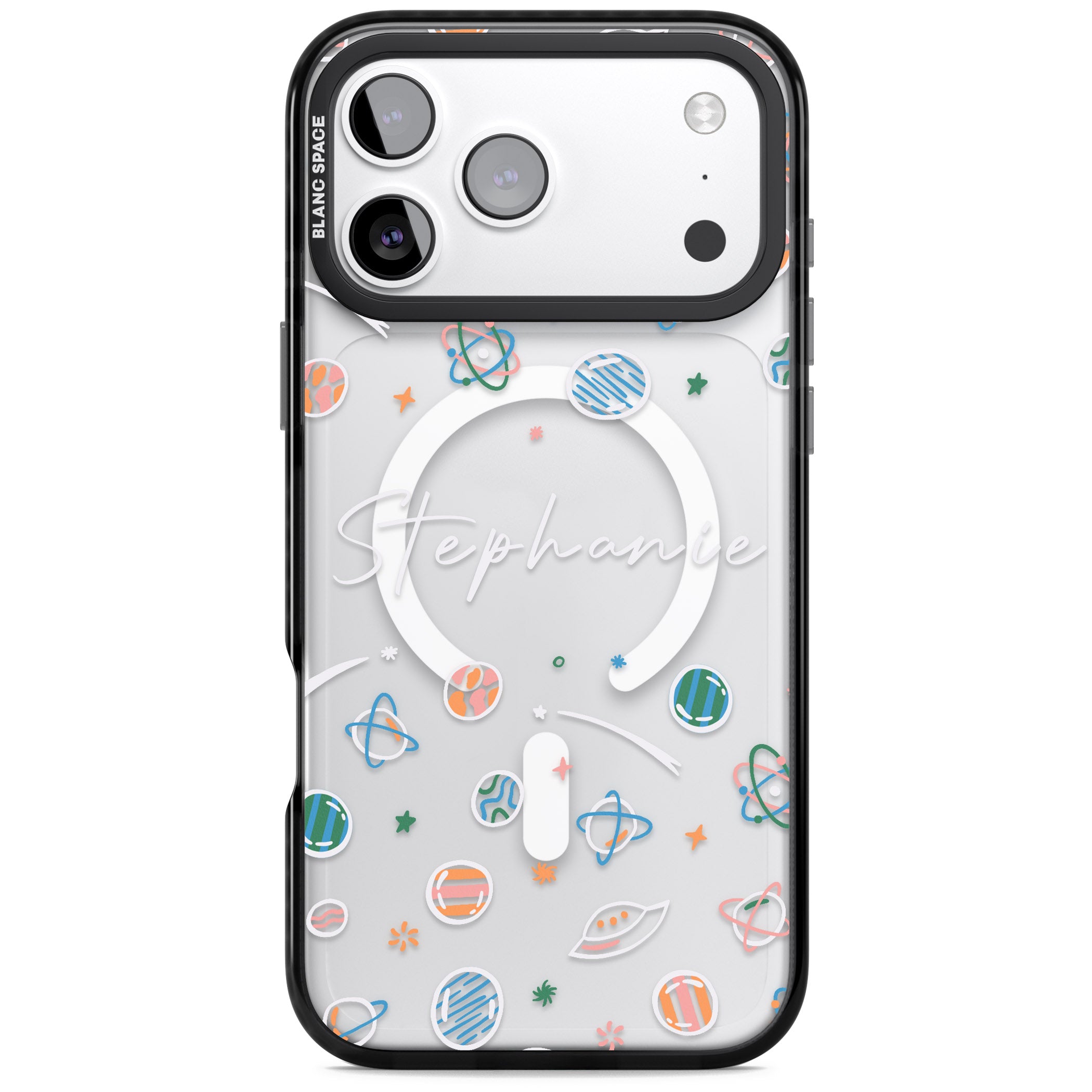 Personalised Space Pattern iPhone 17 Pro Impact Pro Black Phone Case