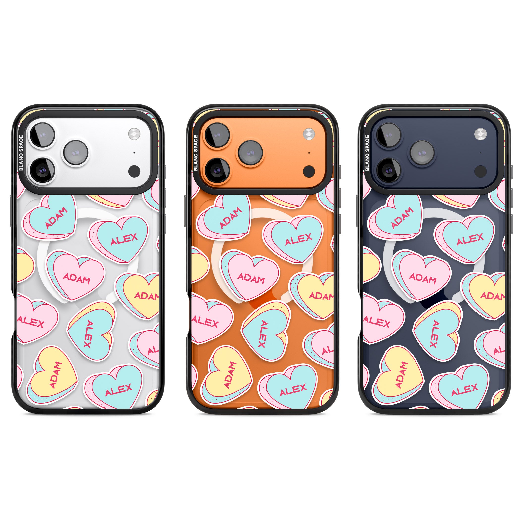 Personalised Love Hearts iPhone 17 Pro Impact Pro Black Phone Case APT Impact Protection