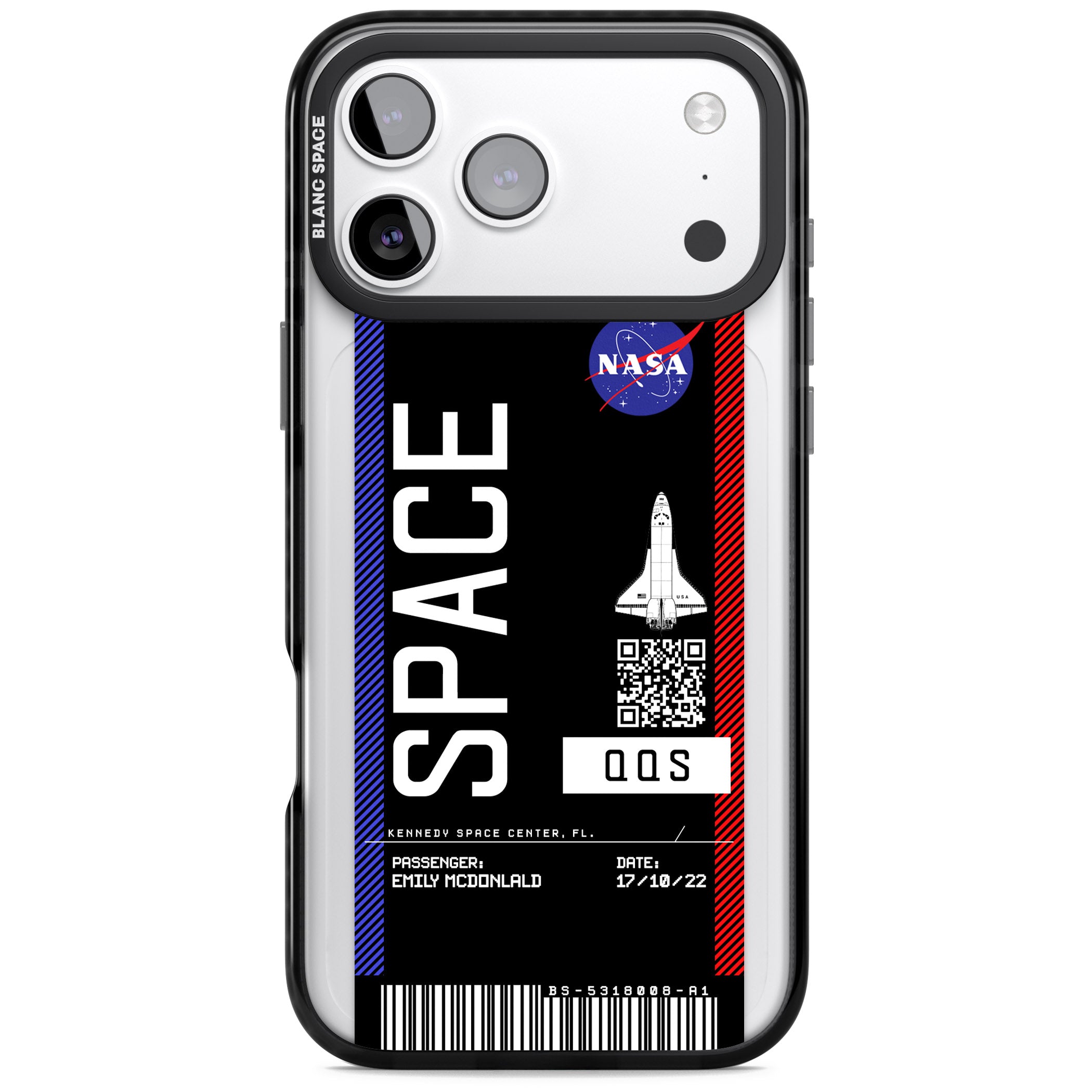 Personalised Nasa Boarding Pass (Dark) iPhone 17 Pro Impact Pro Black Phone Case