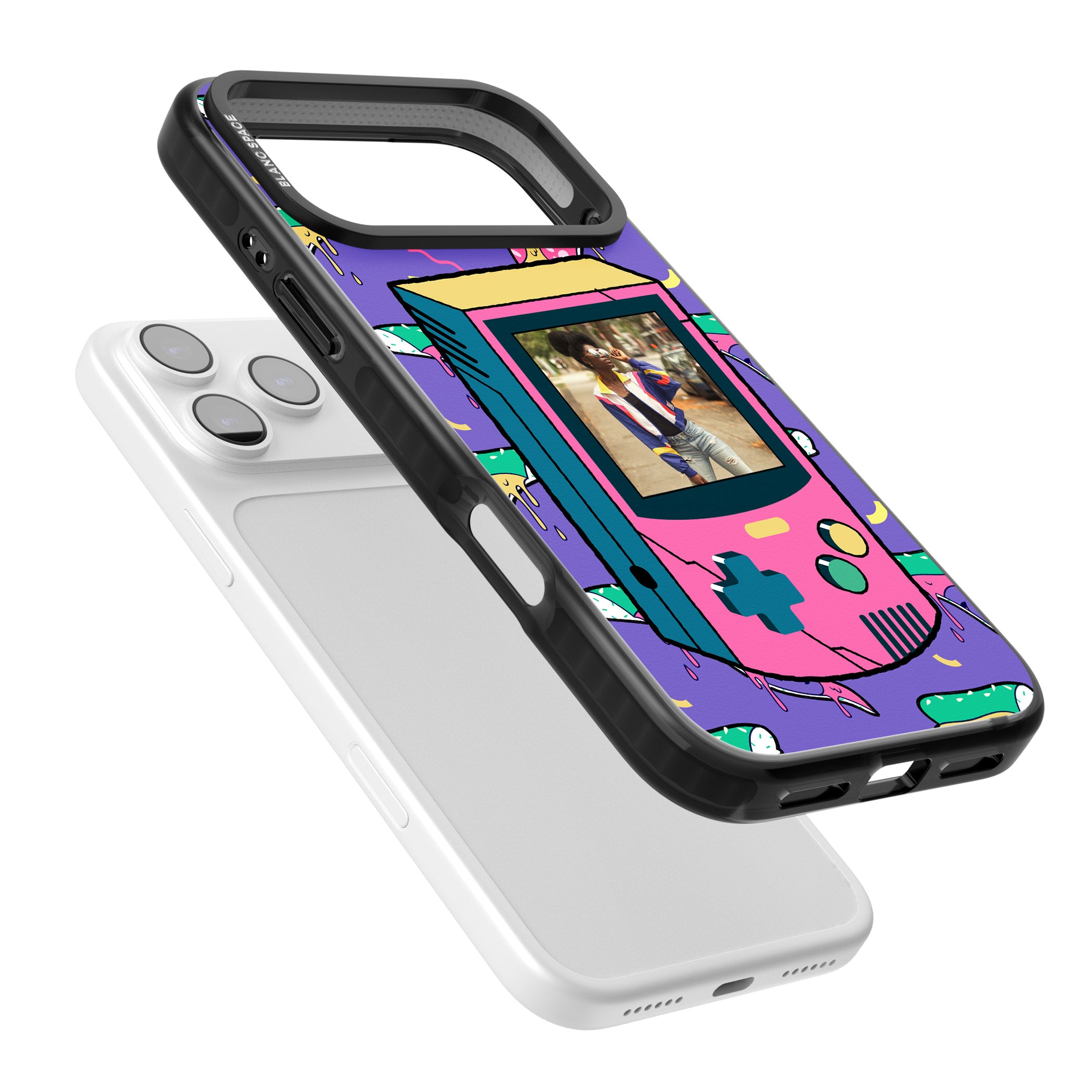 Personalised Retro Game Photo Case iPhone 17 Pro Impact Pro Black Phone Case Colours