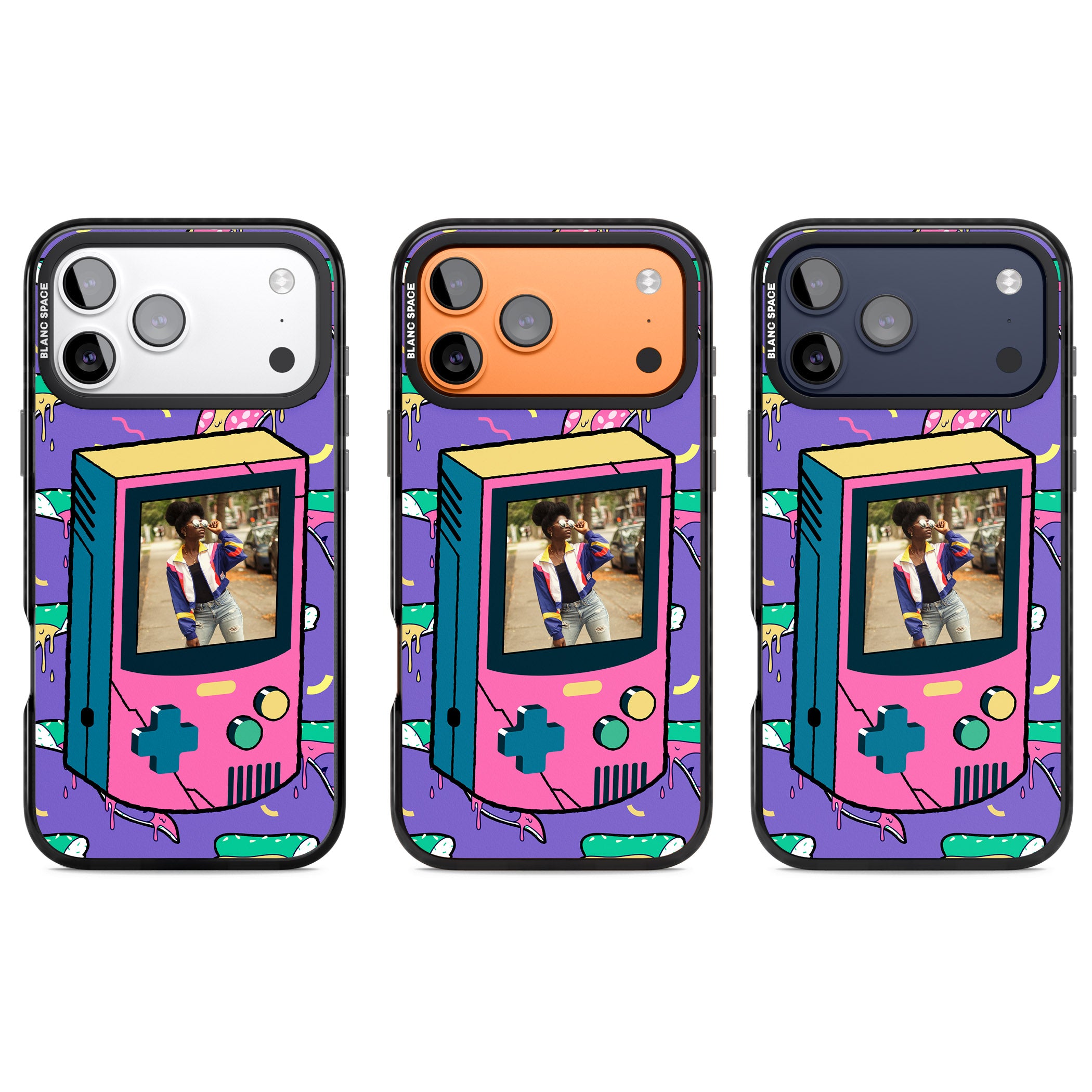 Personalised Retro Game Photo Case iPhone 17 Pro Impact Pro Black Phone Case APT Impact Protection