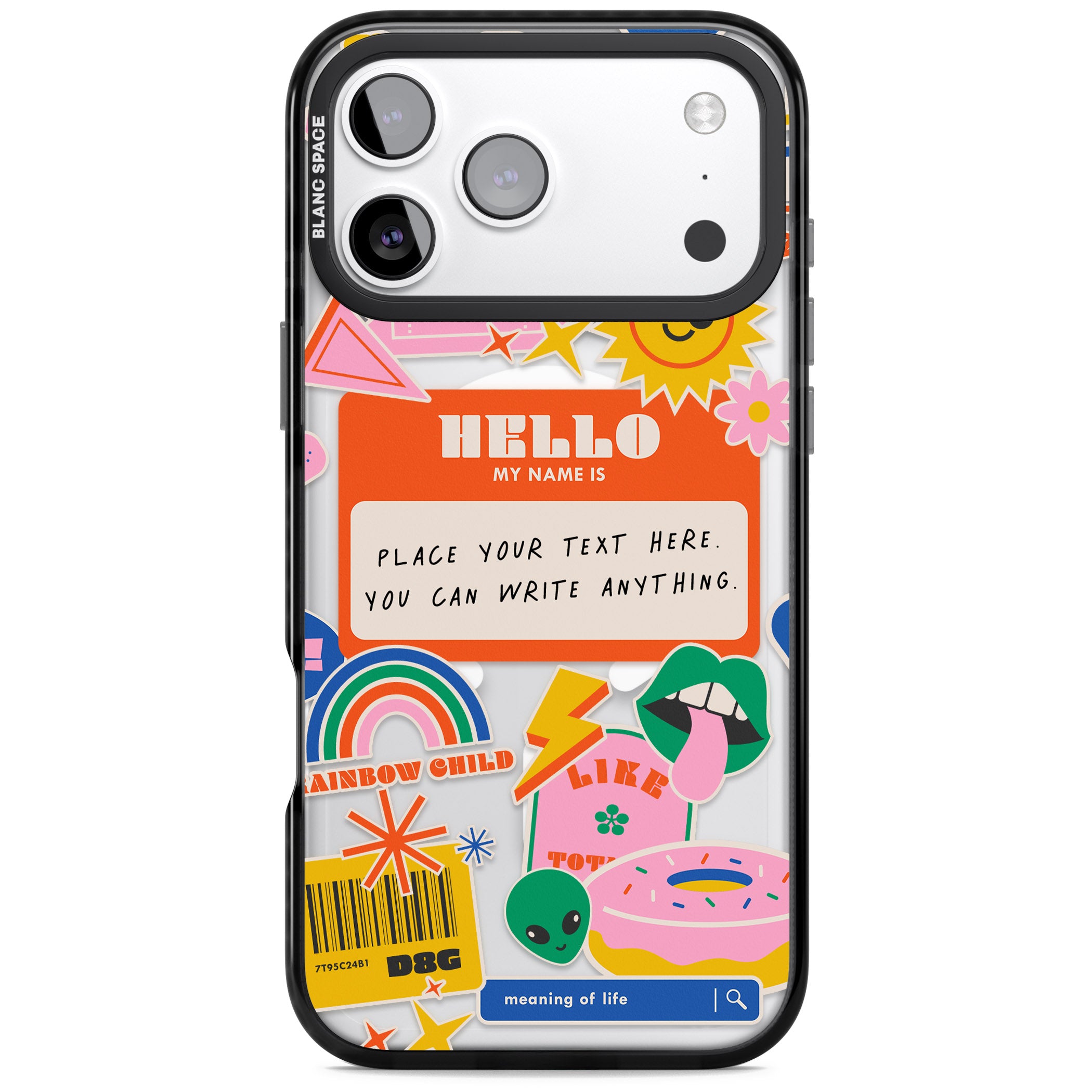 Personalised Retro Vibes Sticker iPhone 17 Pro Impact Pro Black Phone Case