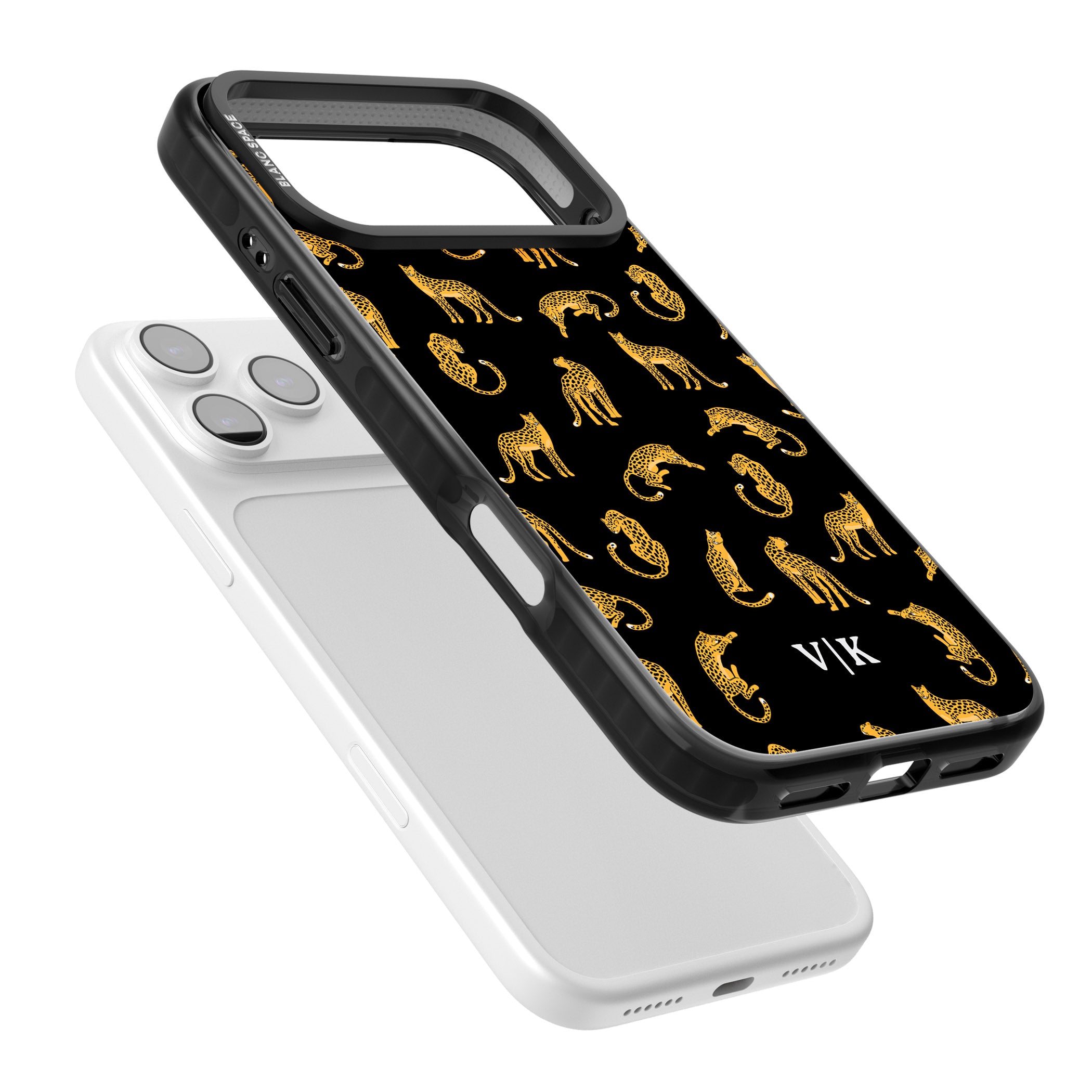Personalised Gold Cheetah Pattern iPhone 17 Pro Impact Pro Black Phone Case Colours