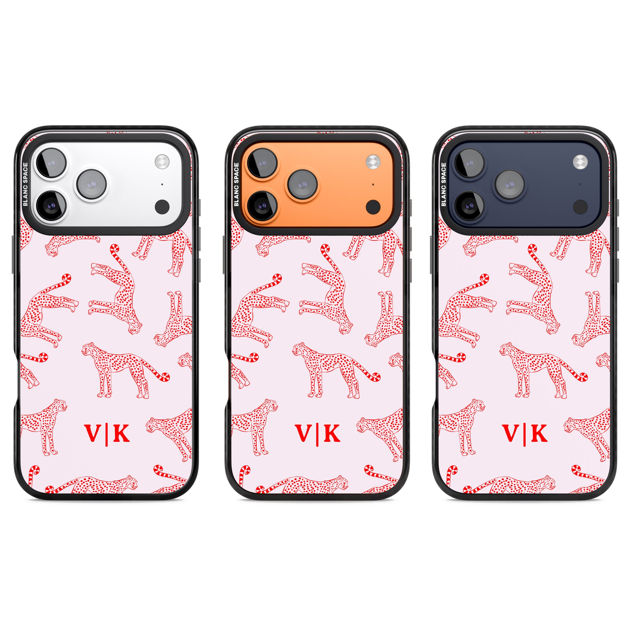 Personalised Red & Pink Cheetah iPhone 17 Pro Impact Pro Black Phone Case APT Impact Protection