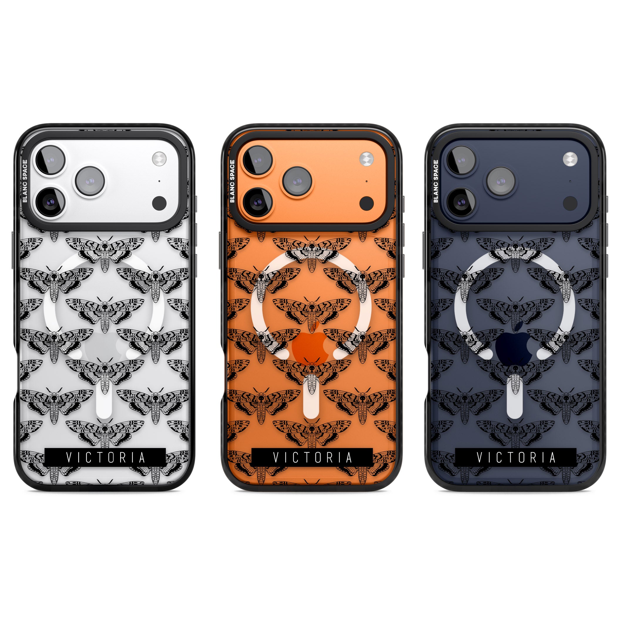 Personalised Hawk Moth Pattern iPhone 17 Pro Impact Pro Black Phone Case APT Impact Protection