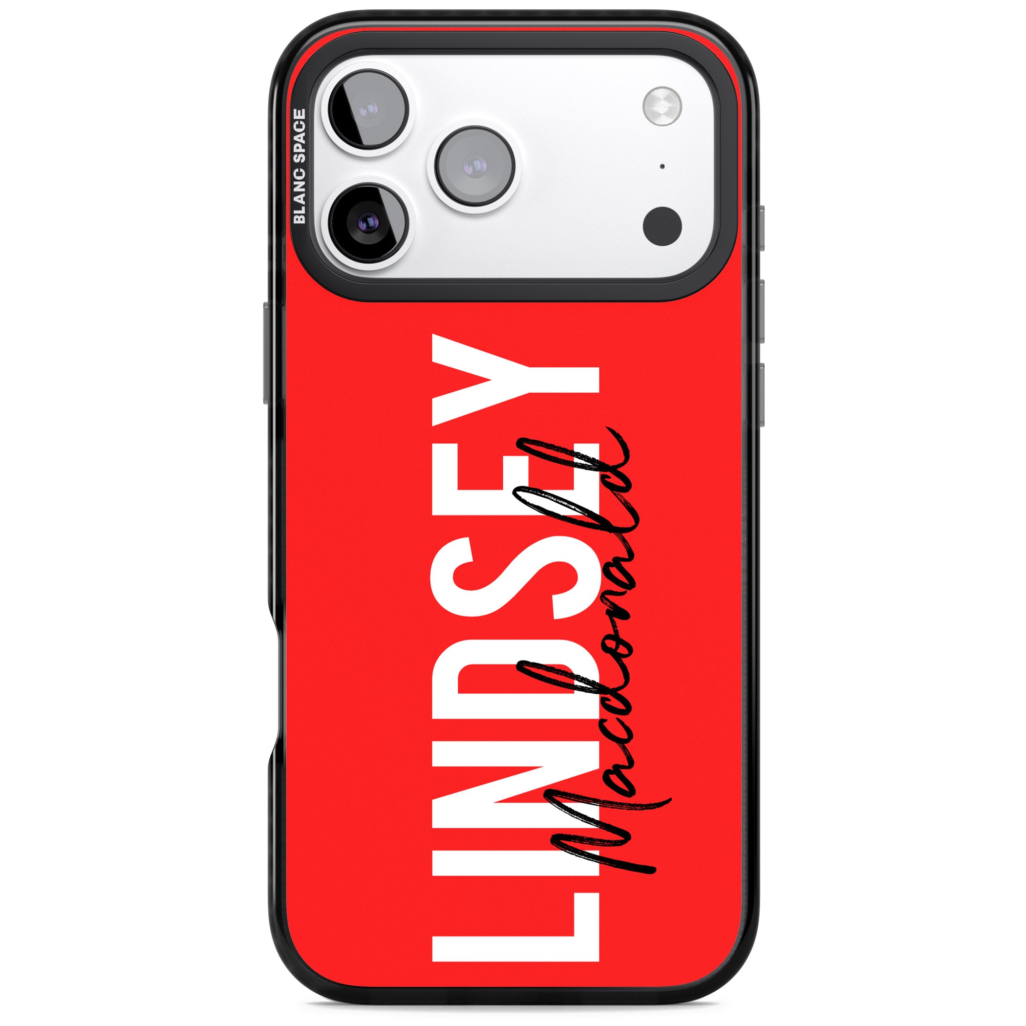 Personalised Bold Name: Red iPhone 17 Pro Impact Pro Black Phone Case