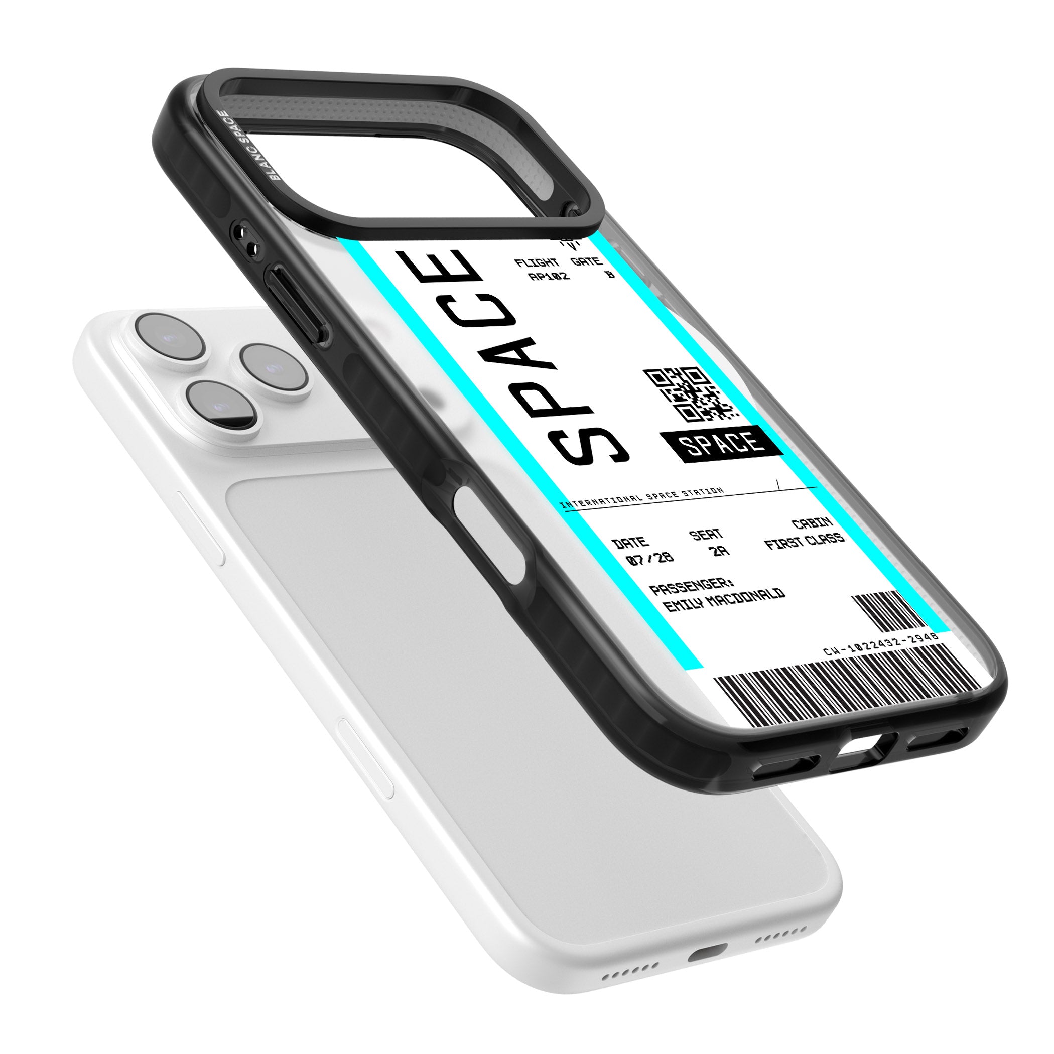 Personalised Space Travel Ticket iPhone 17 Pro Impact Pro Black Phone Case Colours