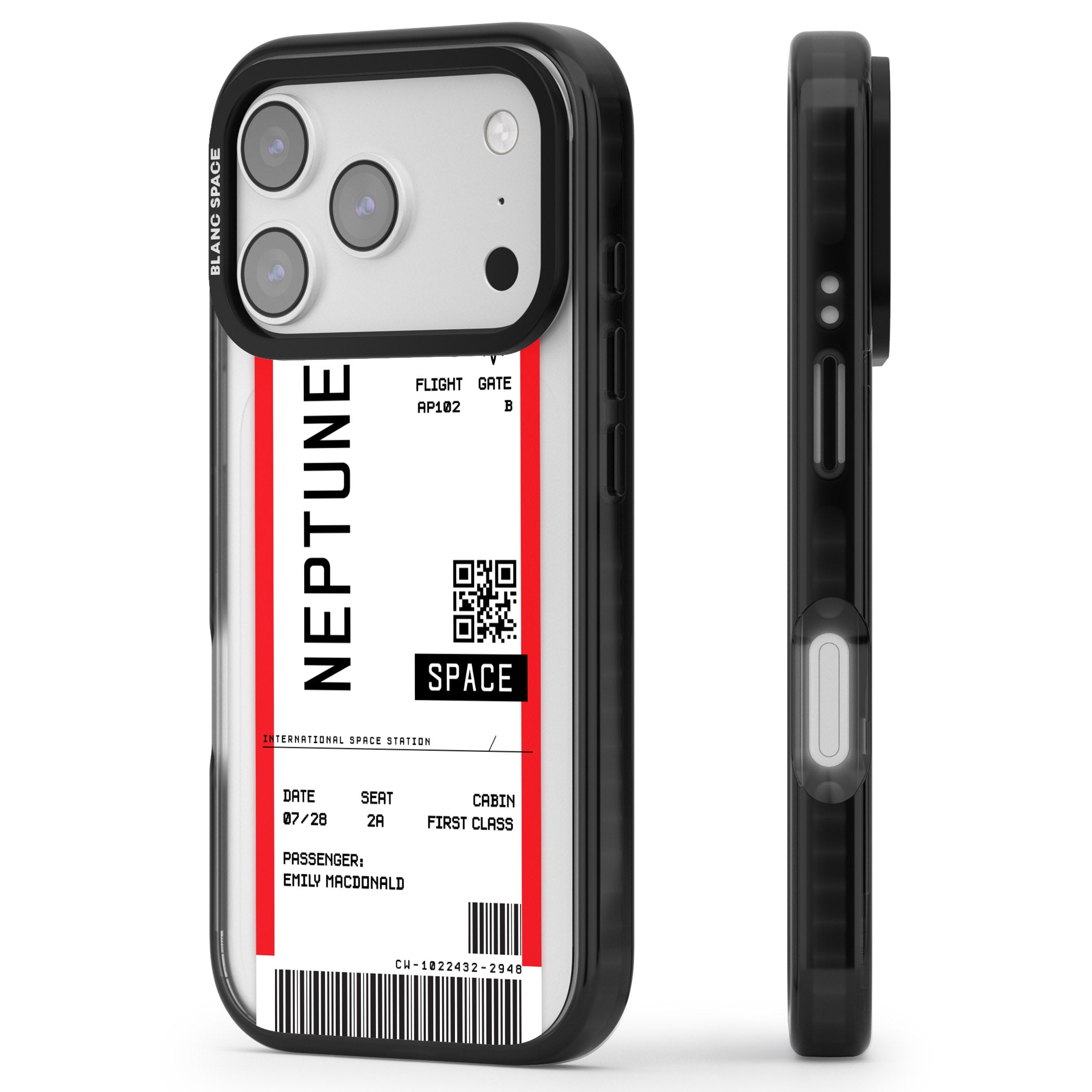 Personalised Neptune Travel Ticket iPhone 17 Pro Impact Pro Black Phone Case Side Profile