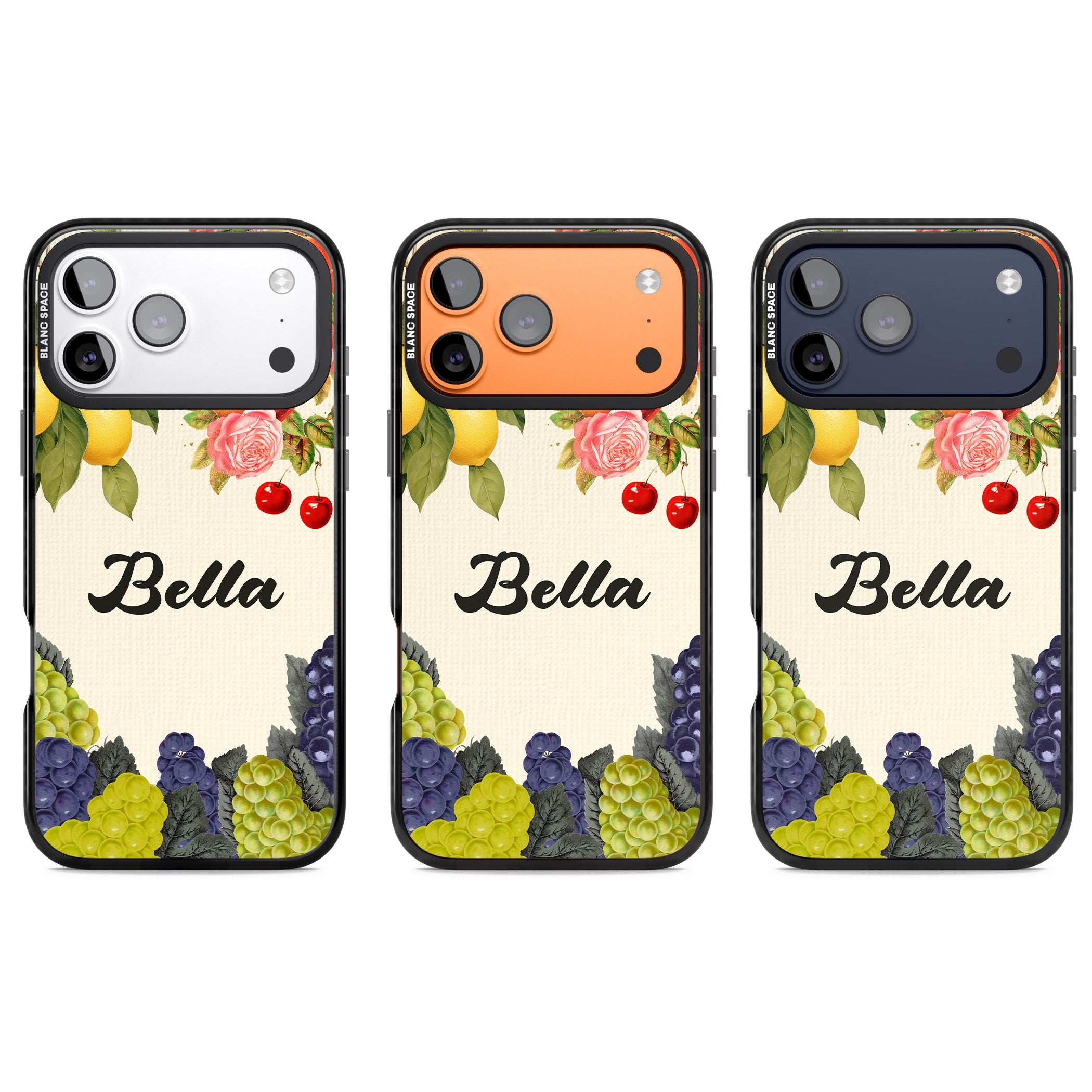 Personalised Vintage Fruits iPhone 17 Pro Impact Pro Black Phone Case APT Impact Protection