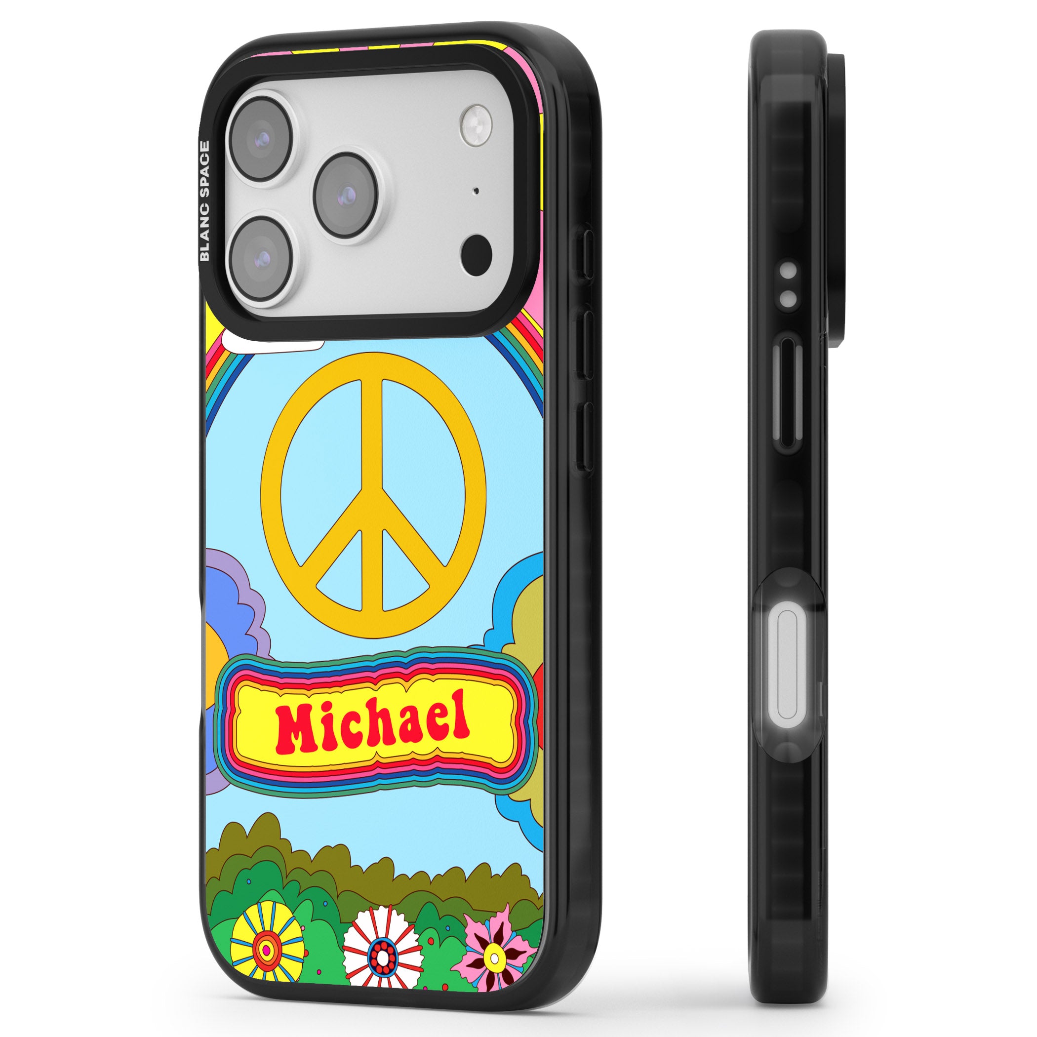 Personalised Happy Days iPhone 17 Pro Impact Pro Black Phone Case Side Profile