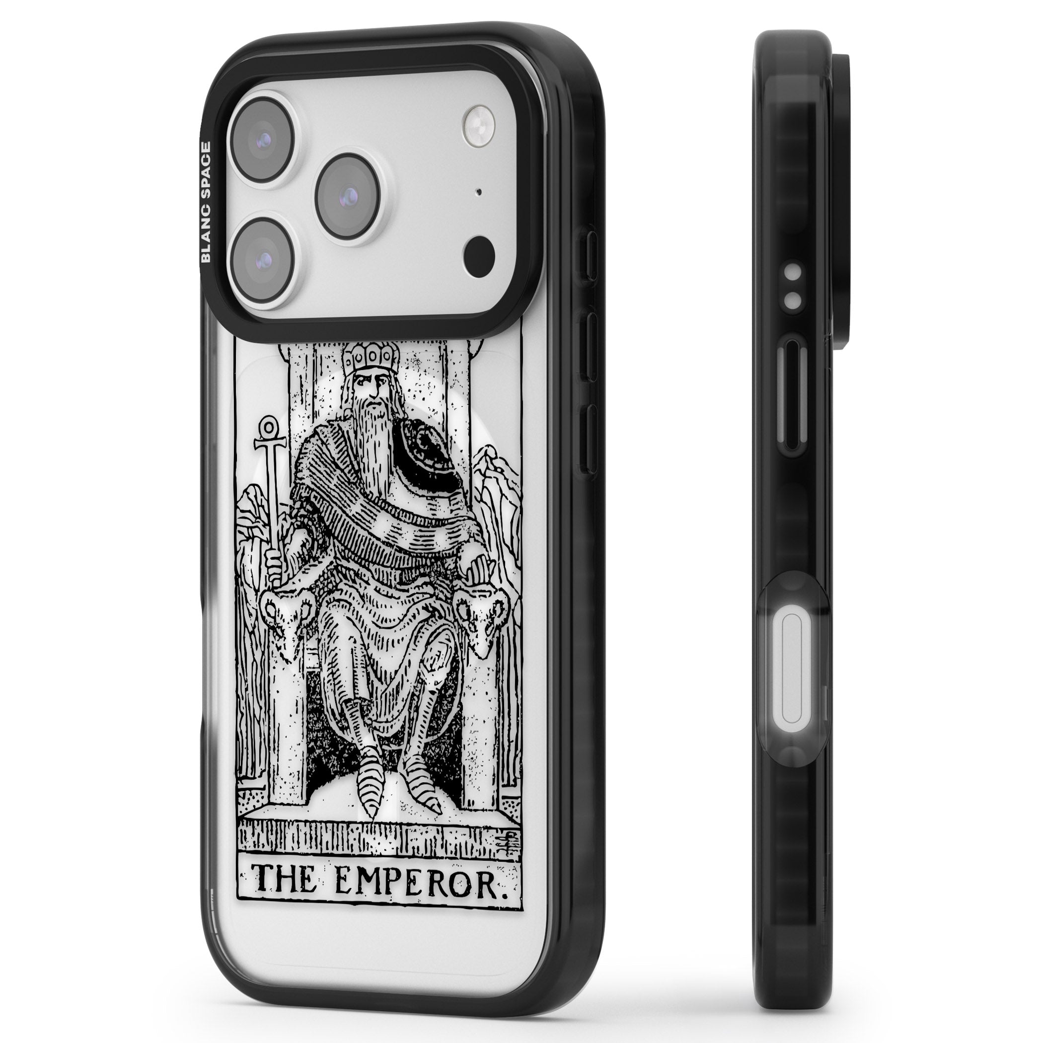 Personalised The Emperor Tarot iPhone 17 Pro Impact Pro Black Phone Case Side Profile