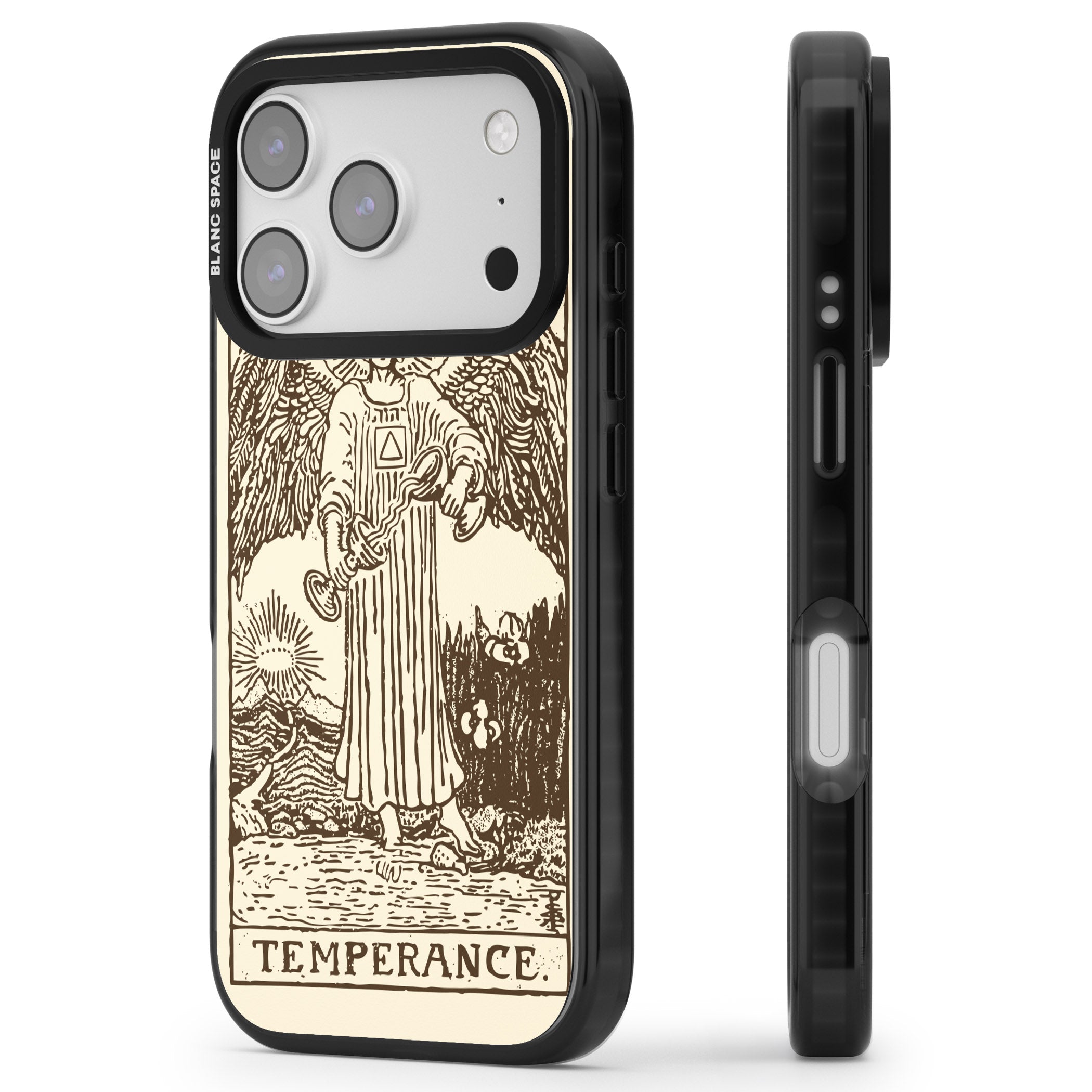 Personalised Temperance Tarot Card (Cream) iPhone 17 Pro Impact Pro Black Phone Case Side Profile