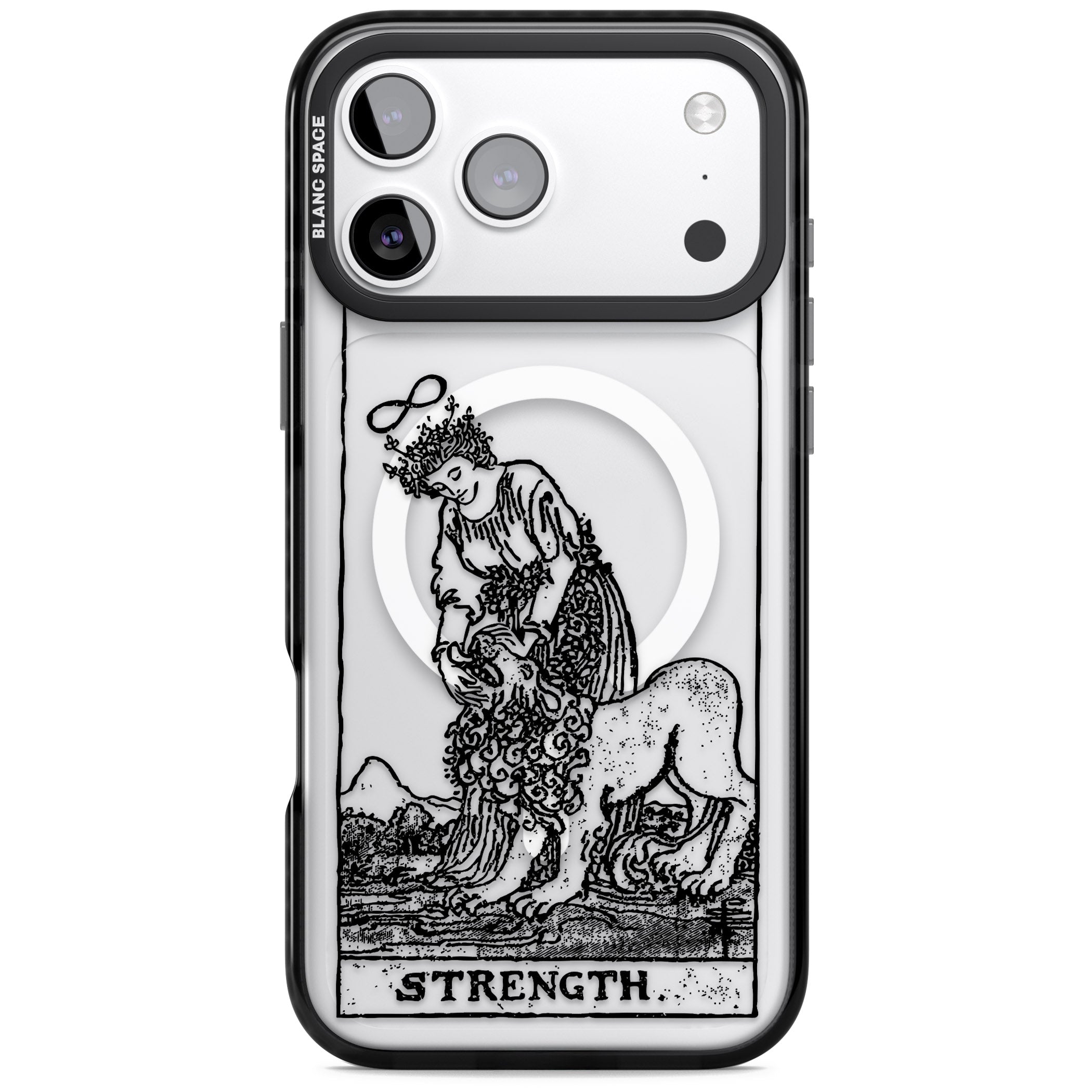 Personalised Strength Tarot Card (Clear) iPhone 17 Pro Impact Pro Black Phone Case