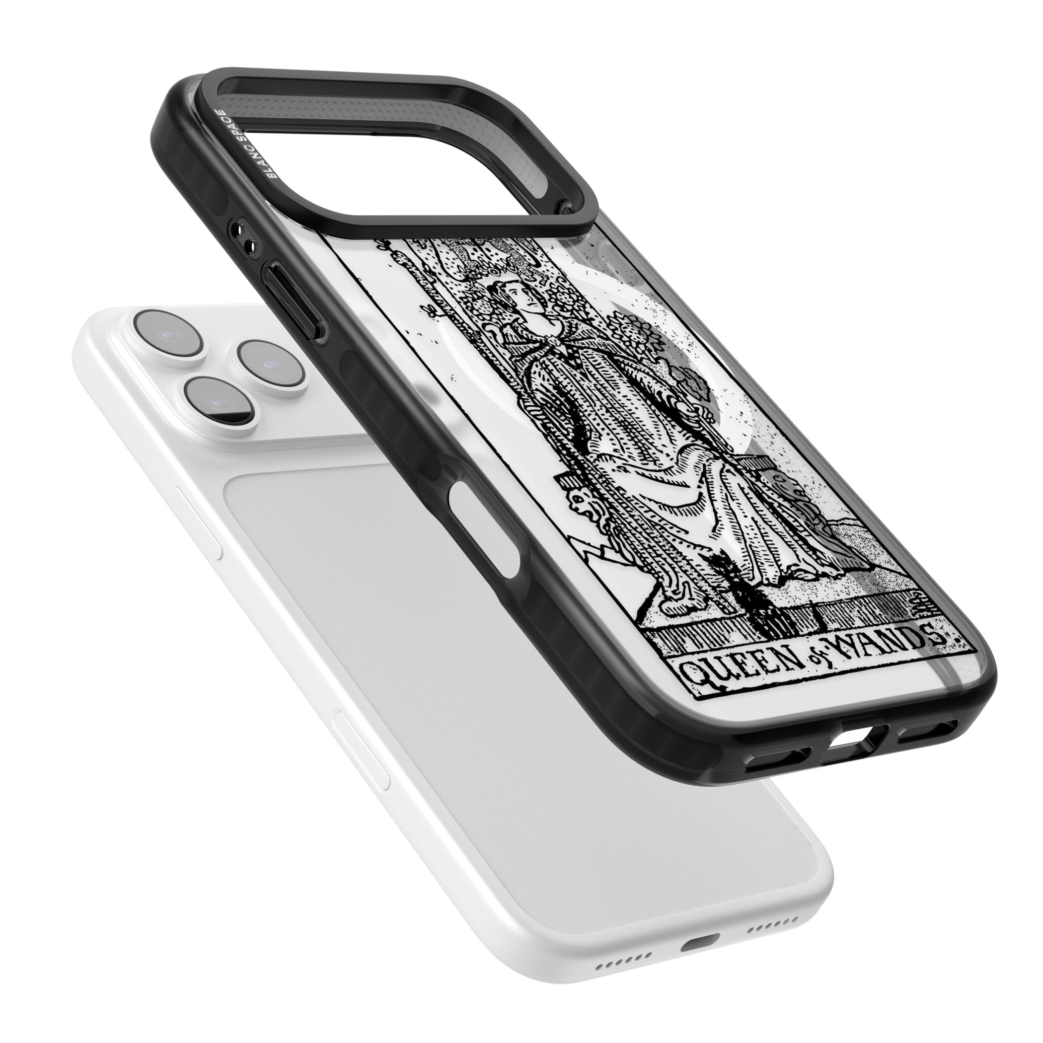 Personalised Queen Of Wands Tarot Card (Clear) iPhone 17 Pro Impact Pro Black Phone Case Colours