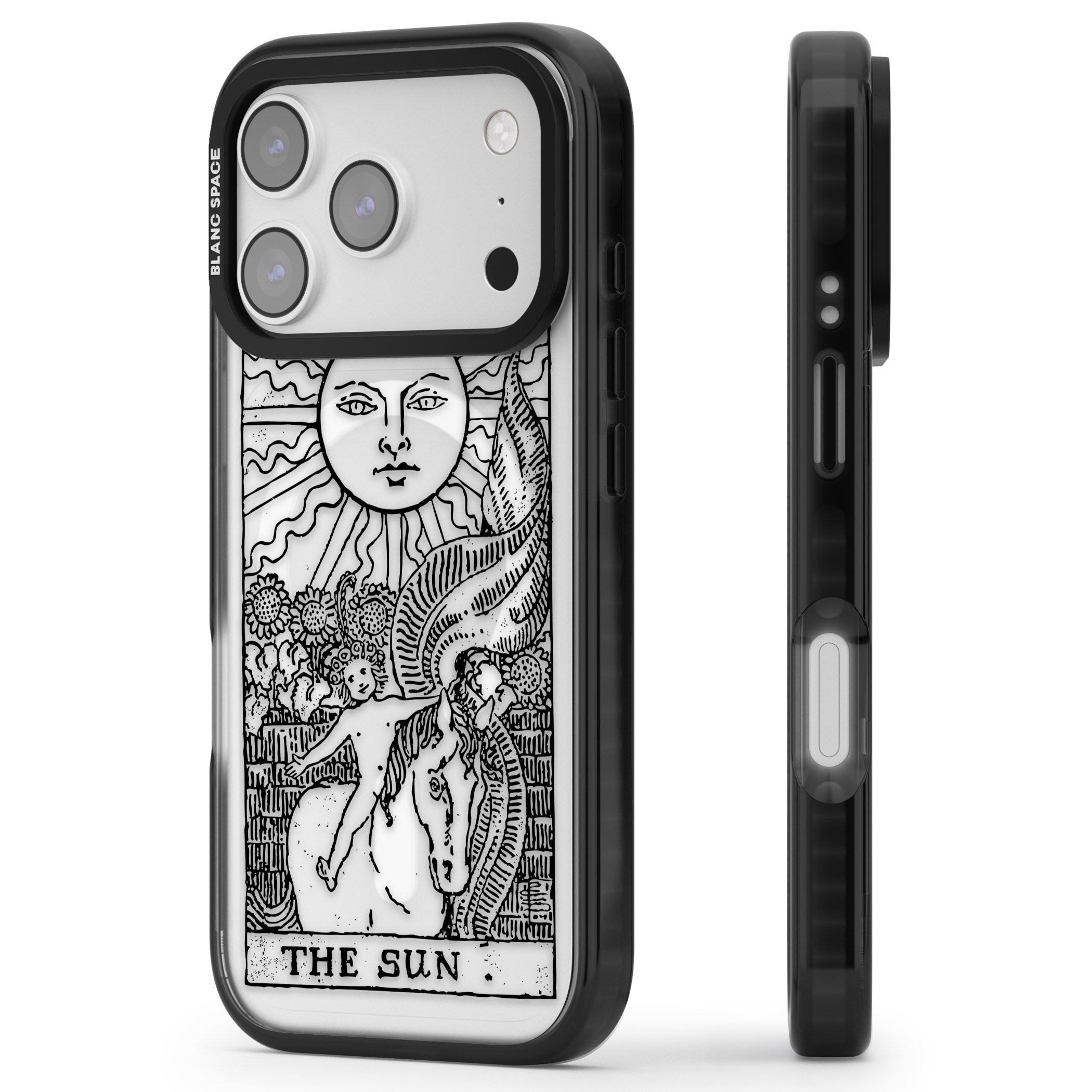 Personalised The Sun Tarot Card (Clear) iPhone 17 Pro Impact Pro Black Phone Case Side Profile