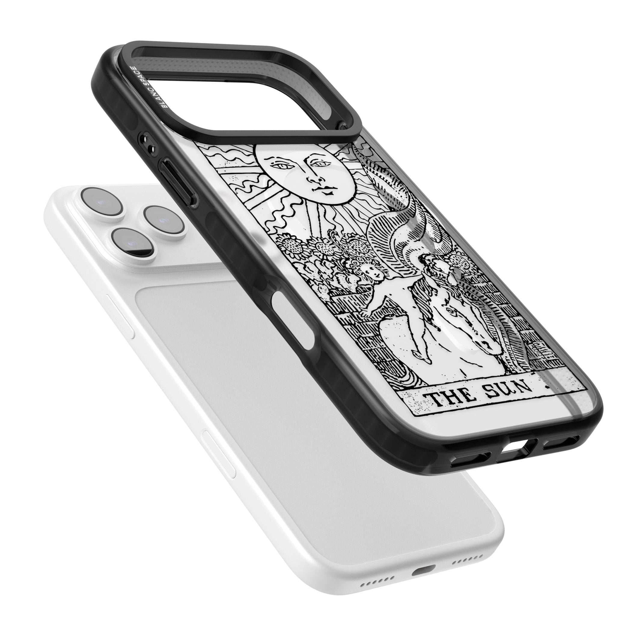 Personalised The Sun Tarot Card (Clear) iPhone 17 Pro Impact Pro Black Phone Case Colours