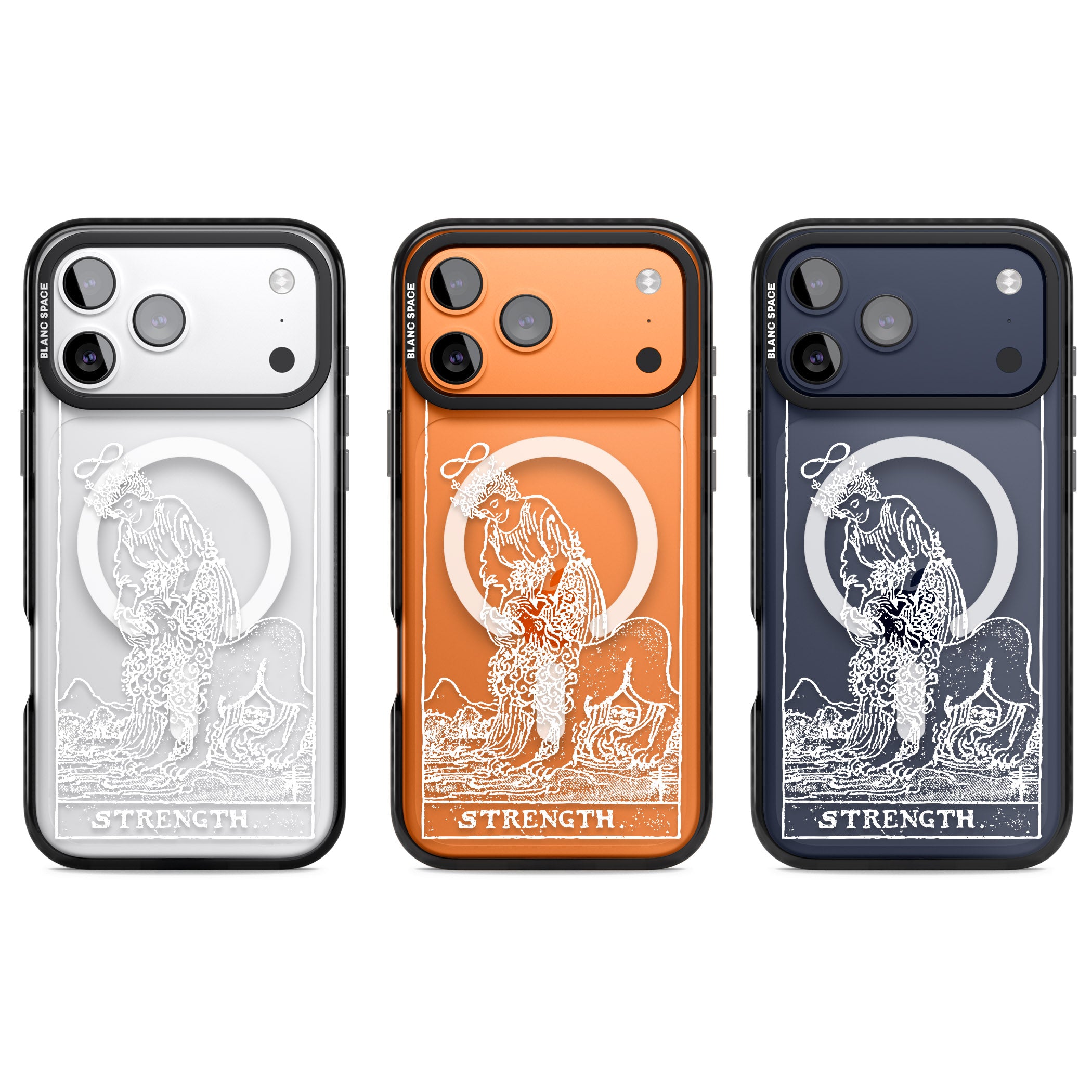 Personalised Strength Tarot Card (White) iPhone 17 Pro Impact Pro Black Phone Case APT Impact Protection