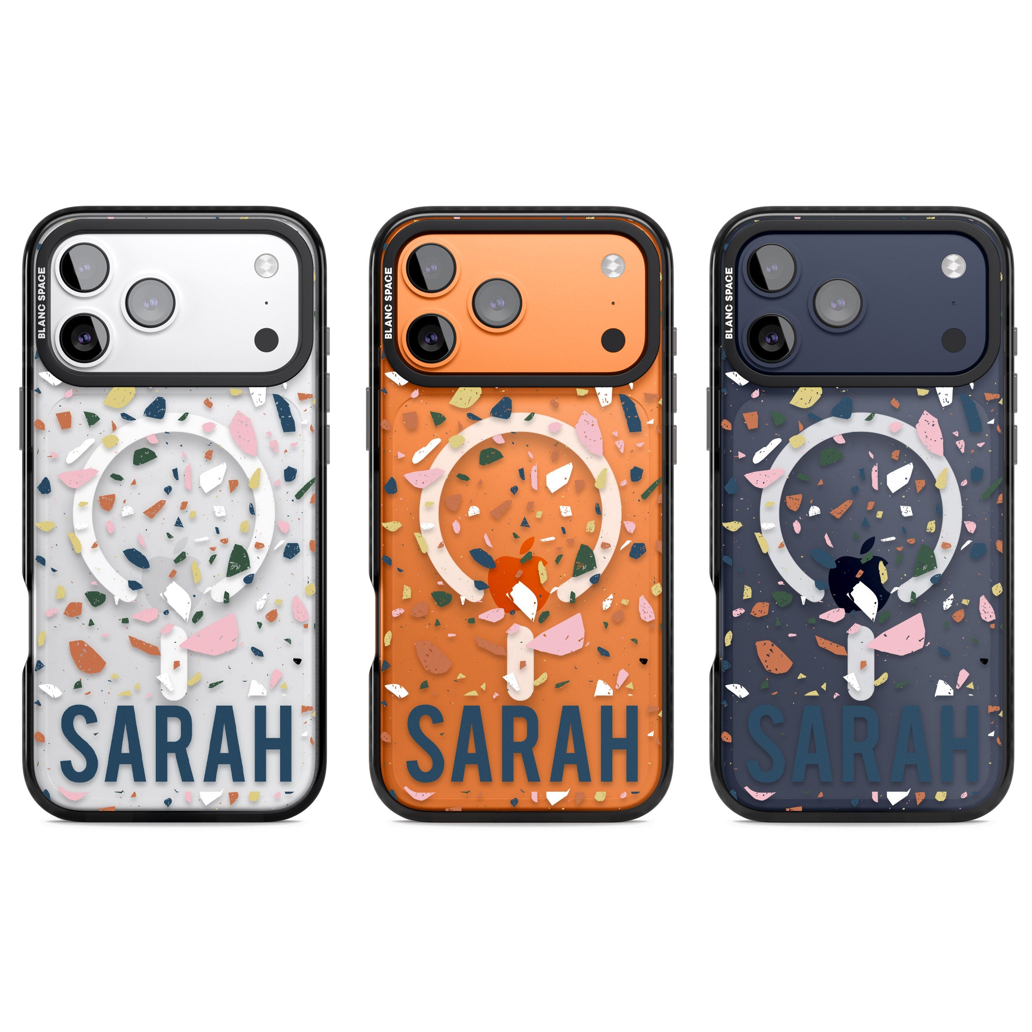 Personalised Terrazzo iPhone 17 Pro Impact Pro Black Phone Case APT Impact Protection