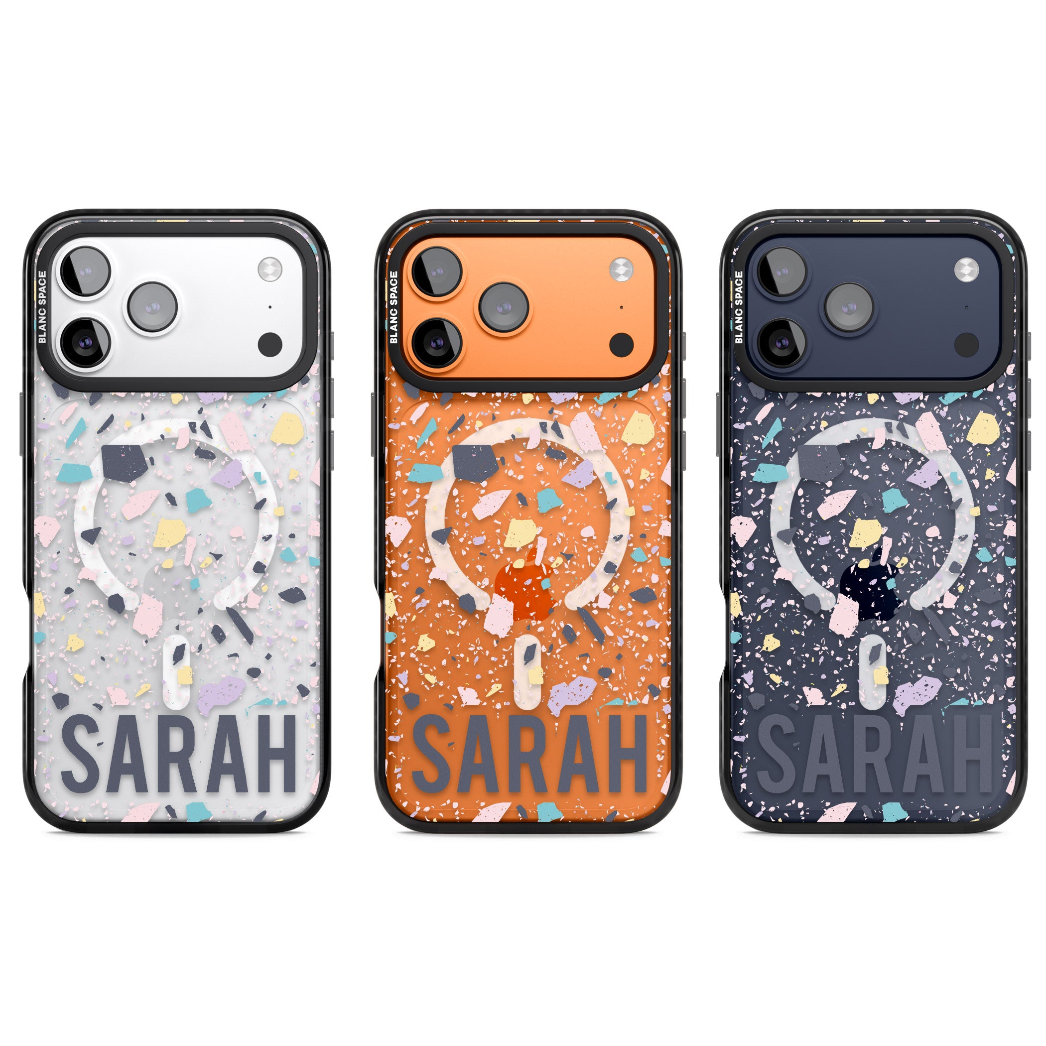 Personalised Pastel Terrazzo iPhone 17 Pro Impact Pro Black Phone Case APT Impact Protection