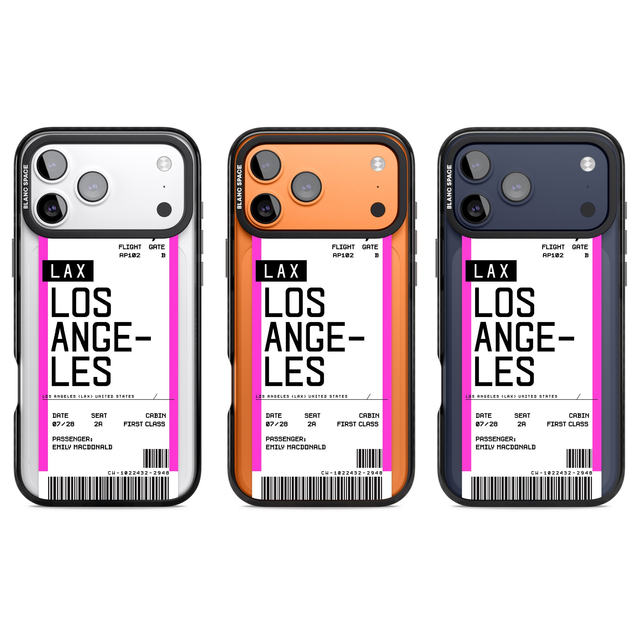Personalised Los Angeles Boarding Pass iPhone 17 Pro Impact Pro Black Phone Case APT Impact Protection