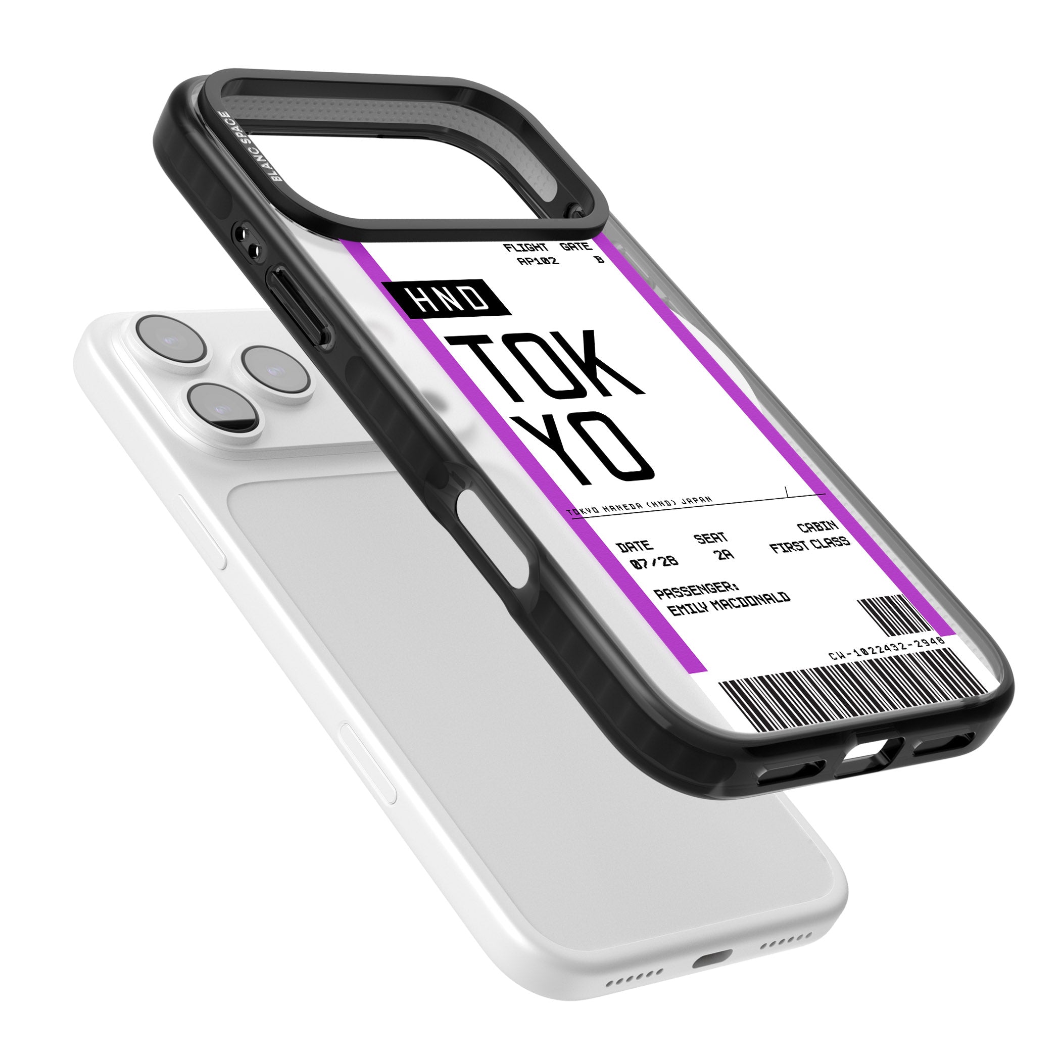 Personalised Tokyo Boarding Pass iPhone 17 Pro Impact Pro Black Phone Case Colours