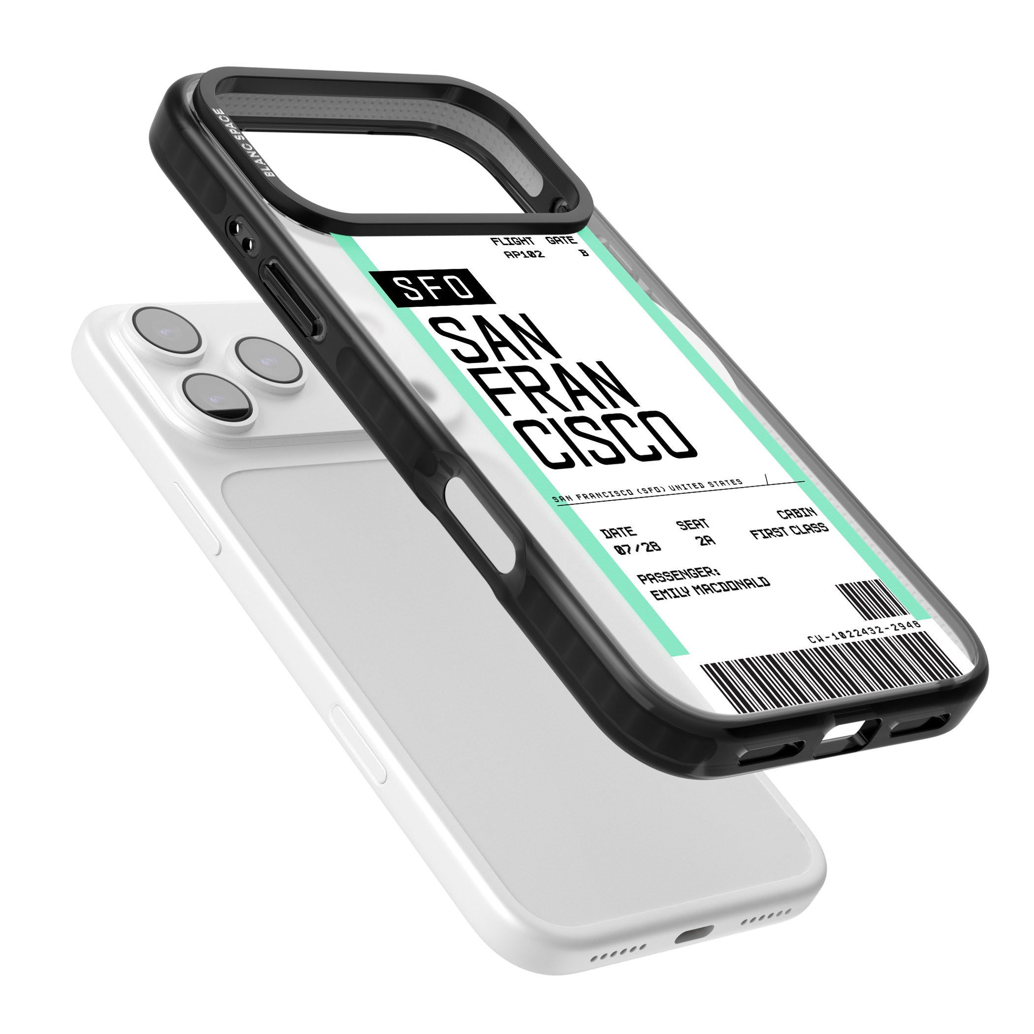 Personalised San Francisco Boarding Pass iPhone 17 Pro Impact Pro Black Phone Case Colours