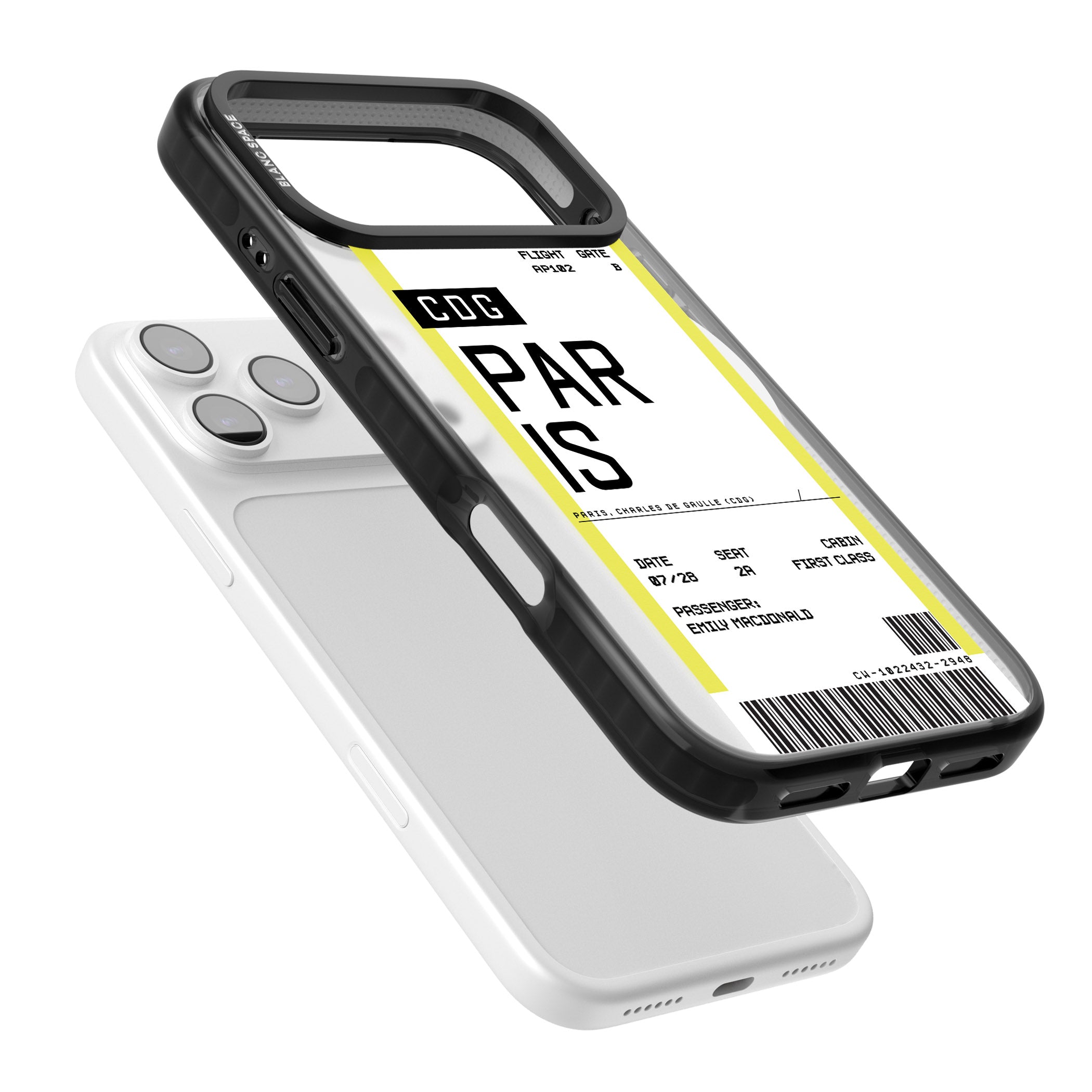 Personalised Paris Boarding Pass iPhone 17 Pro Impact Pro Black Phone Case Colours