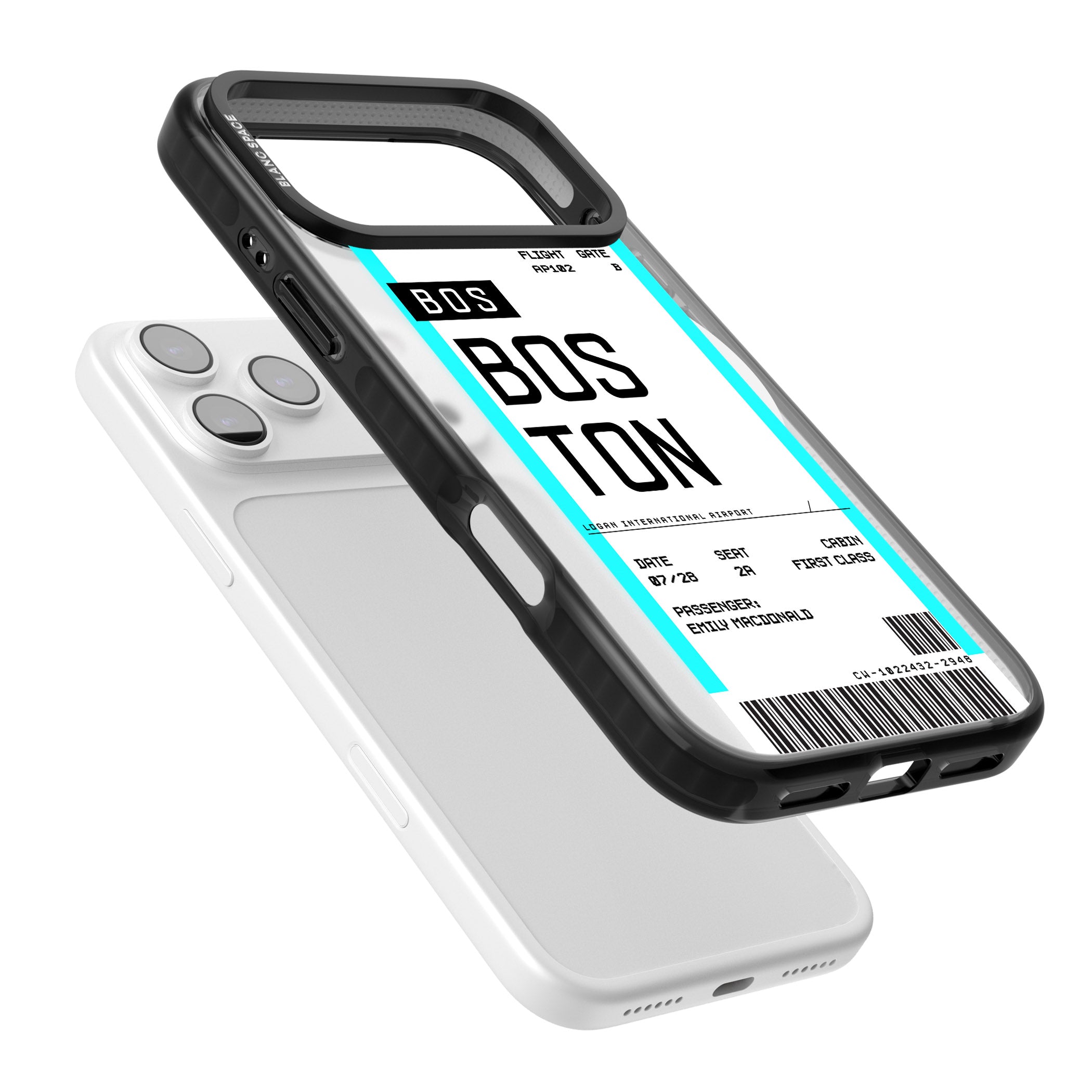 Personalised Boston Boarding Pass iPhone 17 Pro Impact Pro Black Phone Case Colours