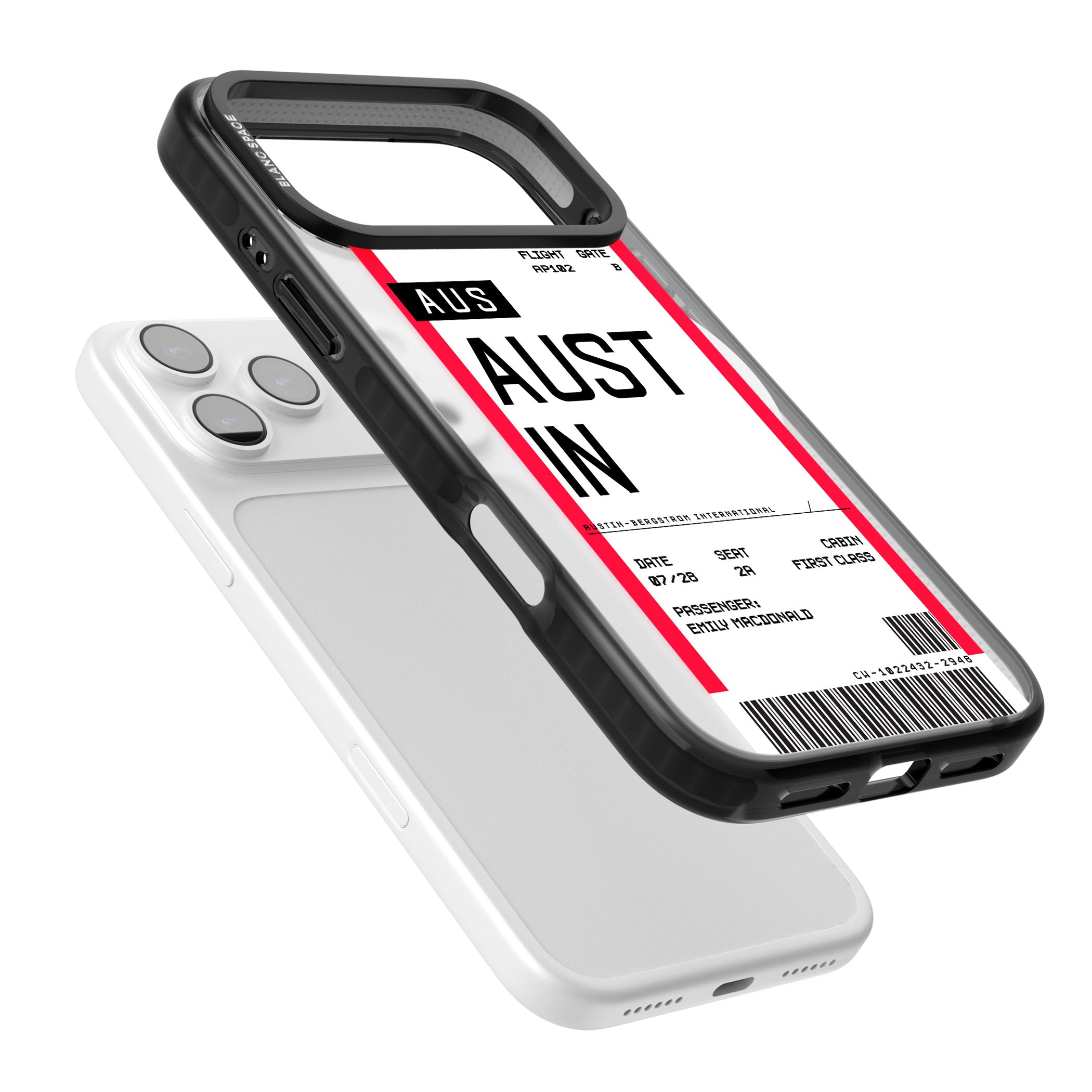 Personalised Austin Boarding Pass iPhone 17 Pro Impact Pro Black Phone Case Colours