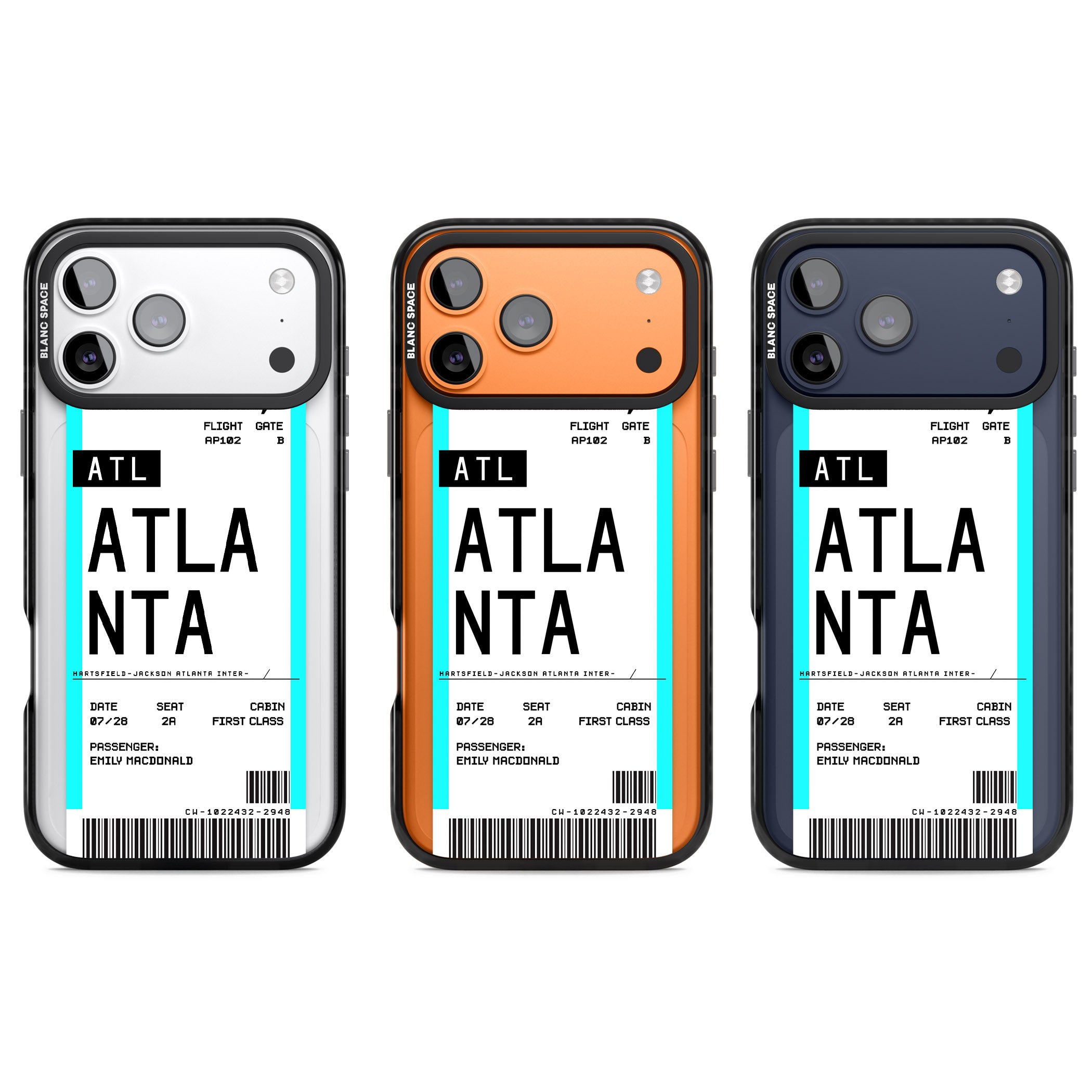 Personalised Atlanta Boarding Pass iPhone 17 Pro Impact Pro Black Phone Case APT Impact Protection