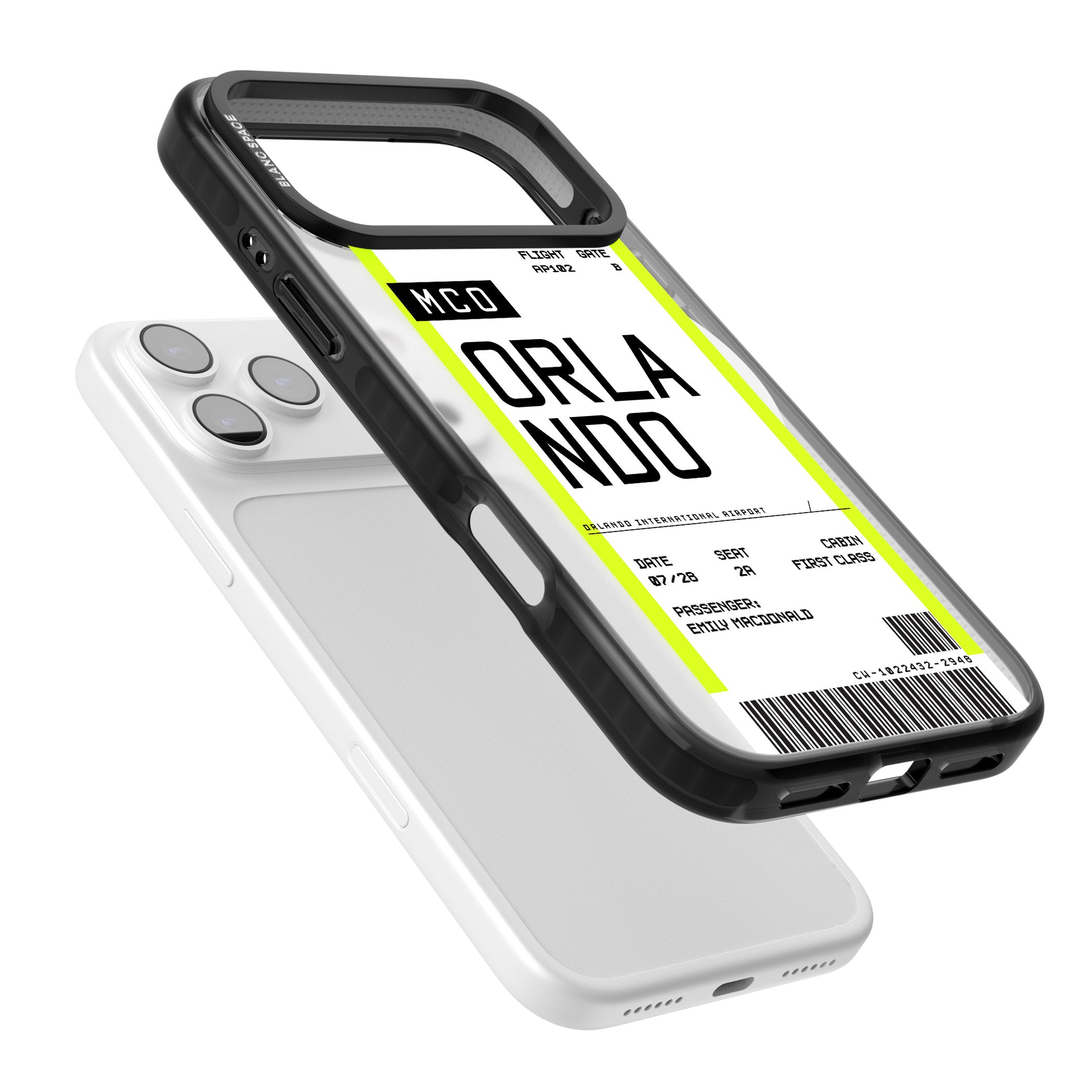 Personalised Orlando Boarding Pass iPhone 17 Pro Impact Pro Black Phone Case Colours