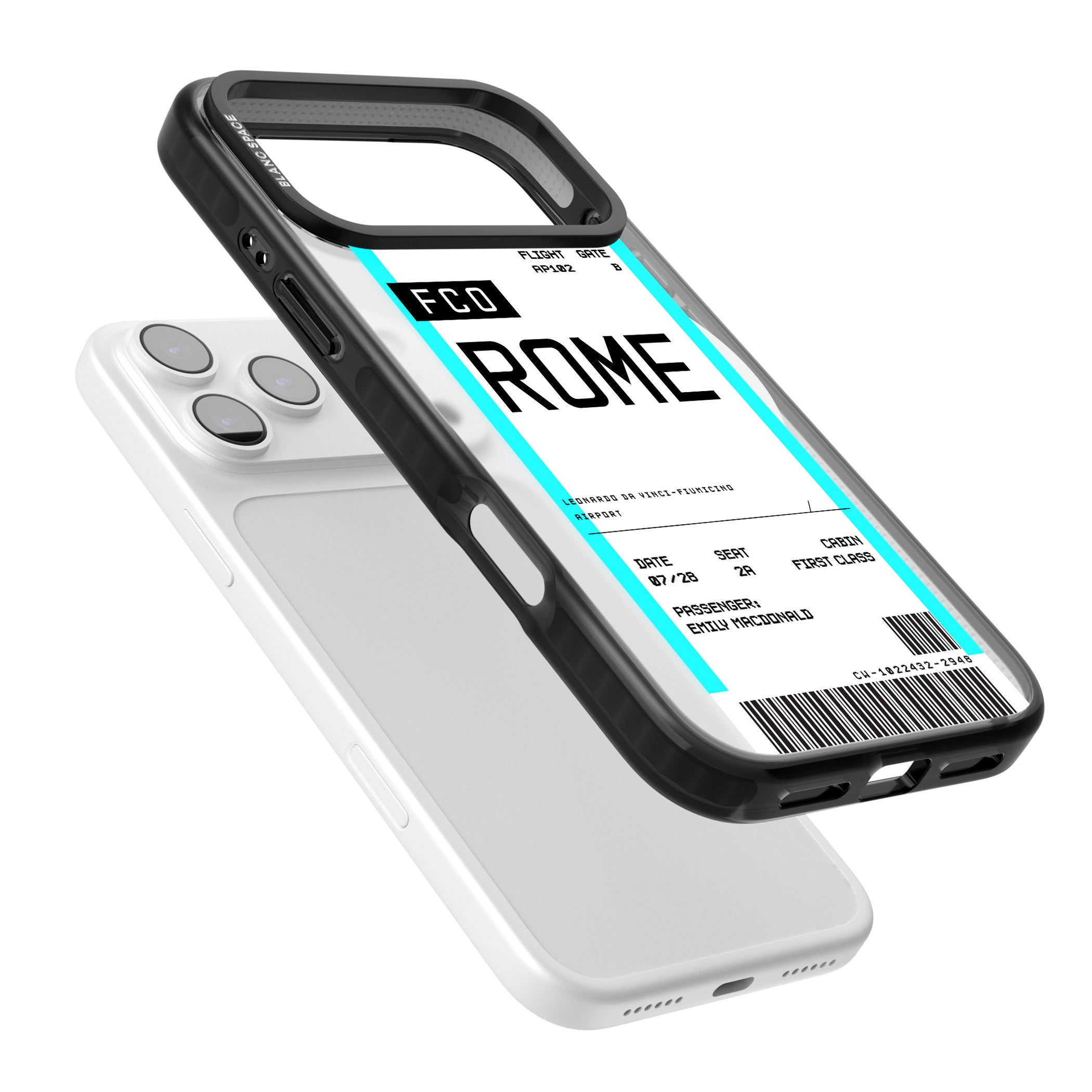 Personalised Rome Boarding Pass iPhone 17 Pro Impact Pro Black Phone Case Colours