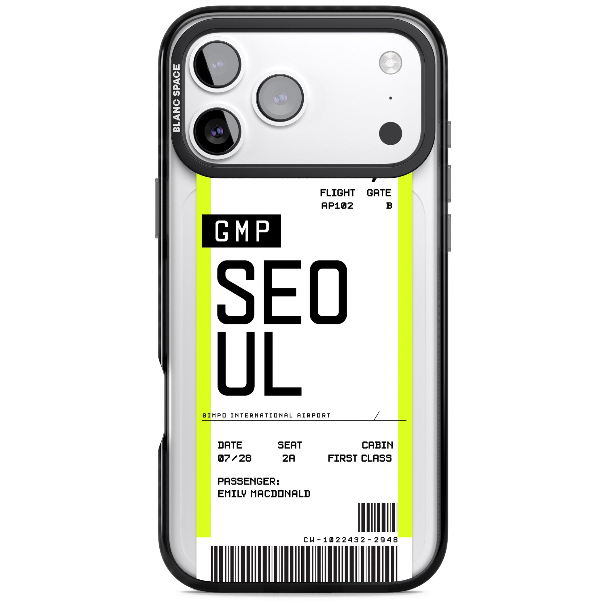 Personalised Seoul Boarding Pass iPhone 17 Pro Impact Pro Black Phone Case