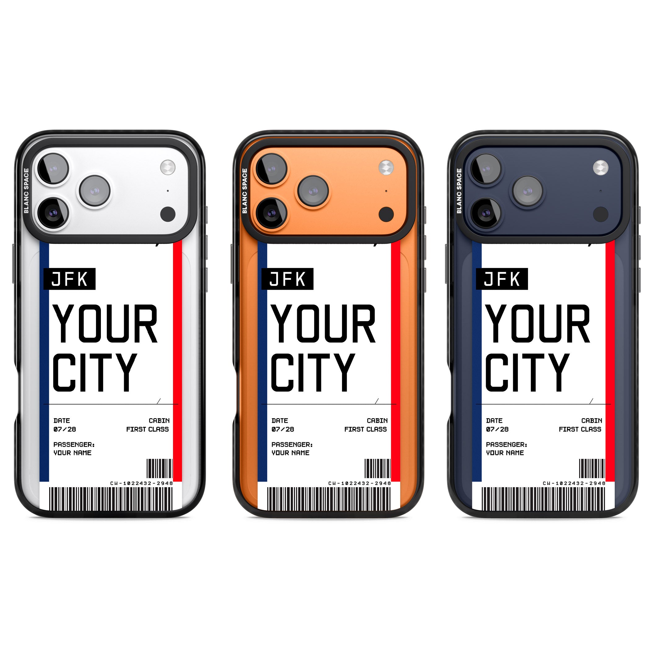 Personalised Create Your Own Boarding Pass Ticket iPhone 17 Pro Impact Pro Black Phone Case APT Impact Protection