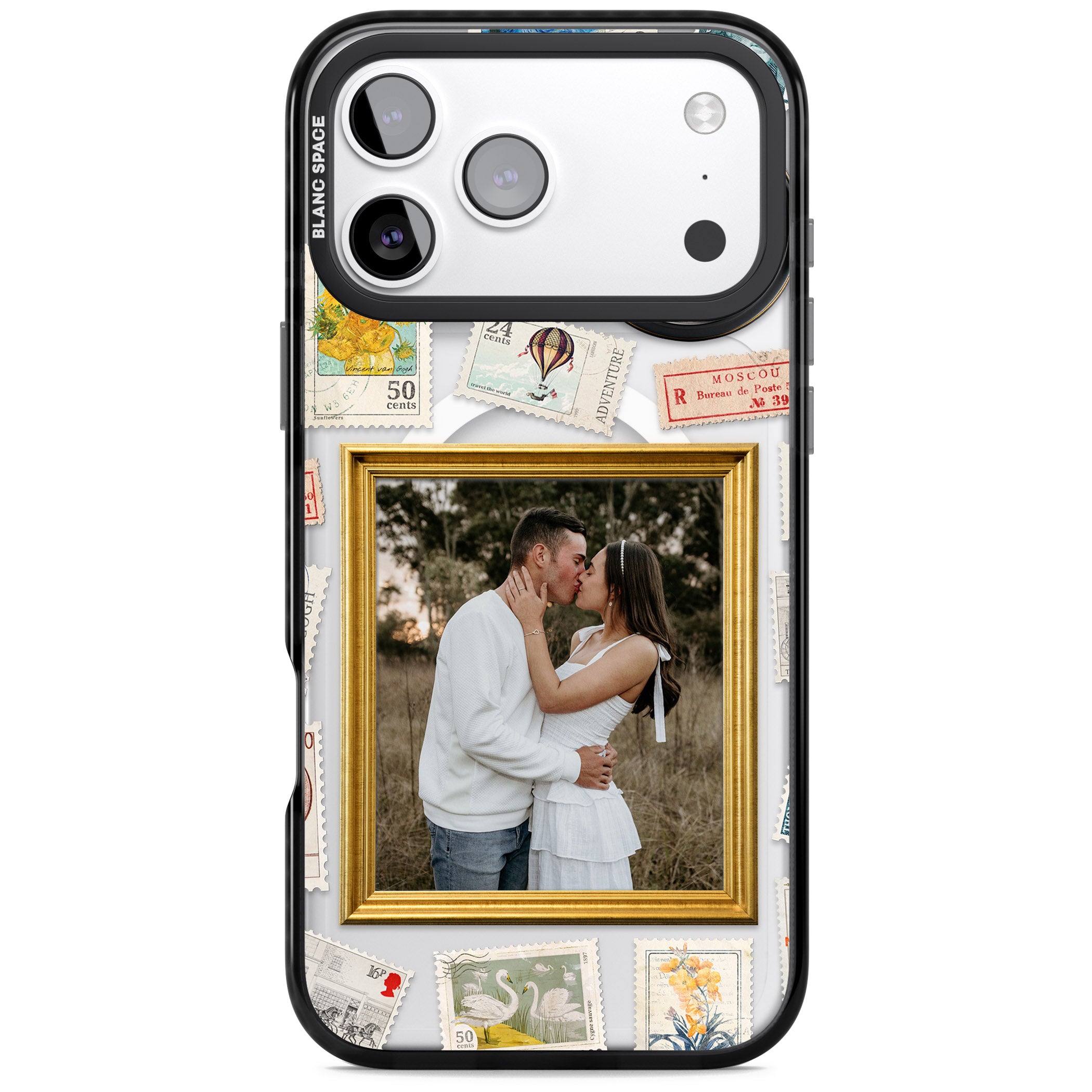 Personalised Vintage Photo Frame Collage iPhone 17 Pro Impact Pro Black Phone Case