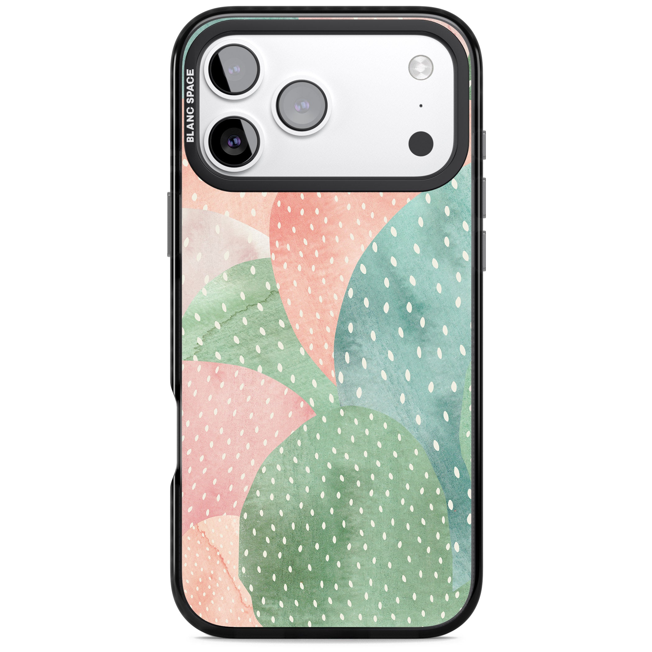 Pastel Cacti Pattern iPhone 17 Pro Impact Pro Black Phone Case