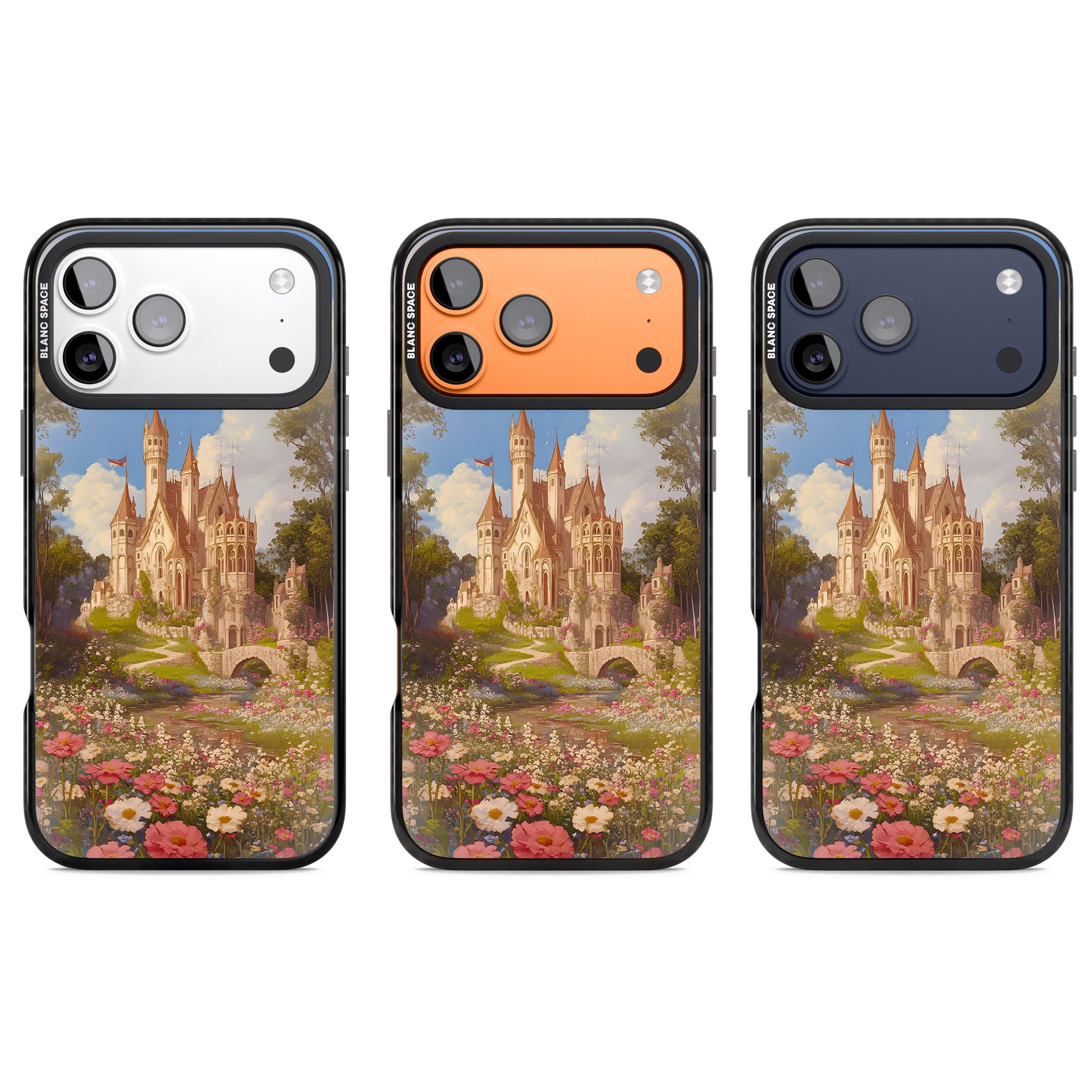 Castle Flower Fields iPhone 17 Pro Impact Pro Black Phone Case APT Impact Protection