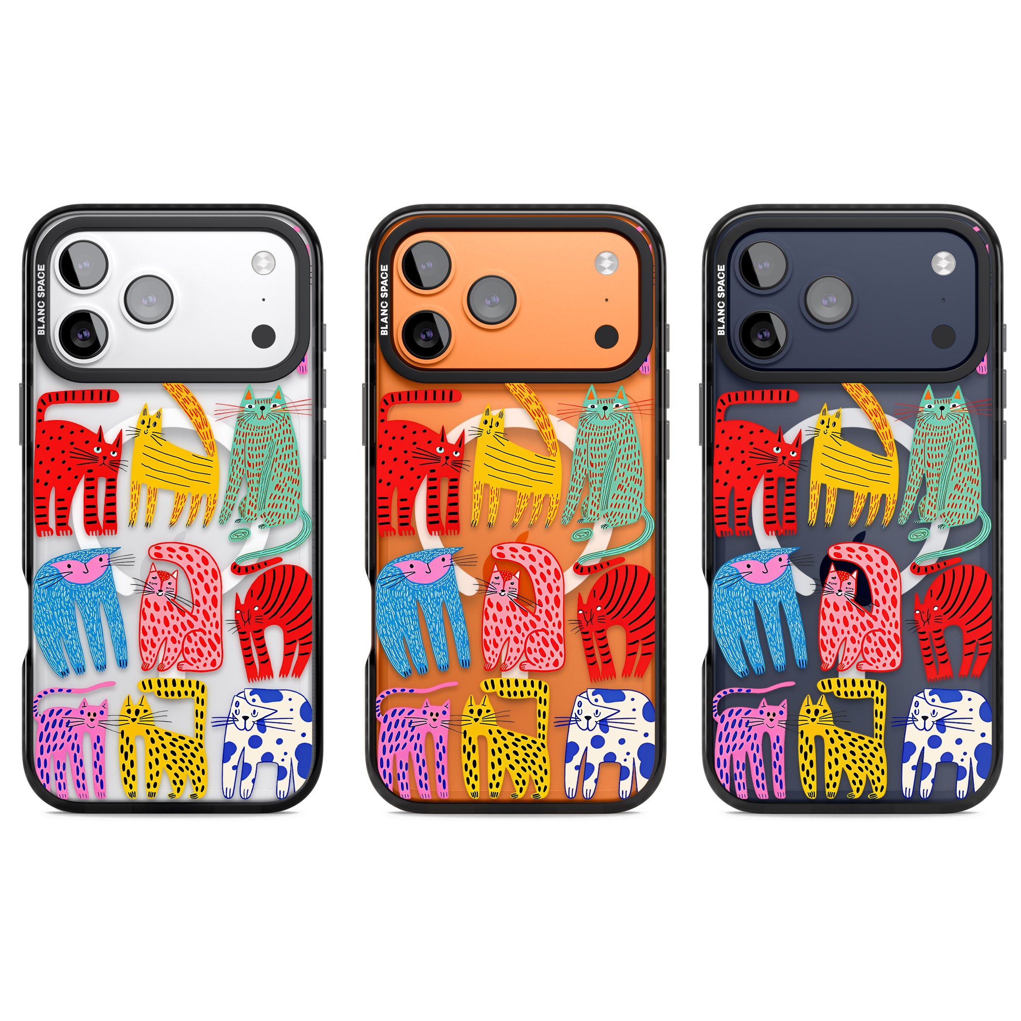 Abstract Colourful Cats iPhone 17 Pro Impact Pro Black Phone Case APT Impact Protection