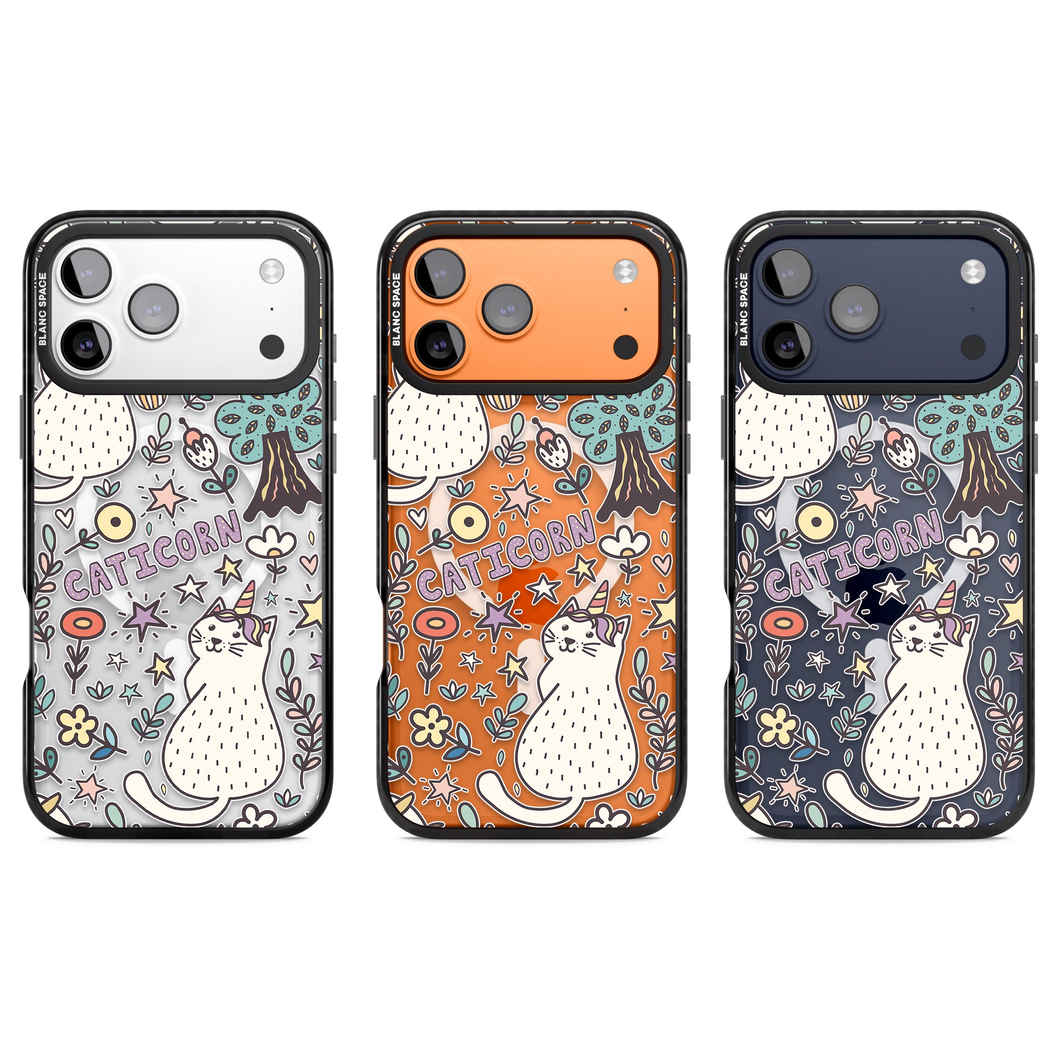 Caticorn Pattern iPhone 17 Pro Impact Pro Black Phone Case APT Impact Protection