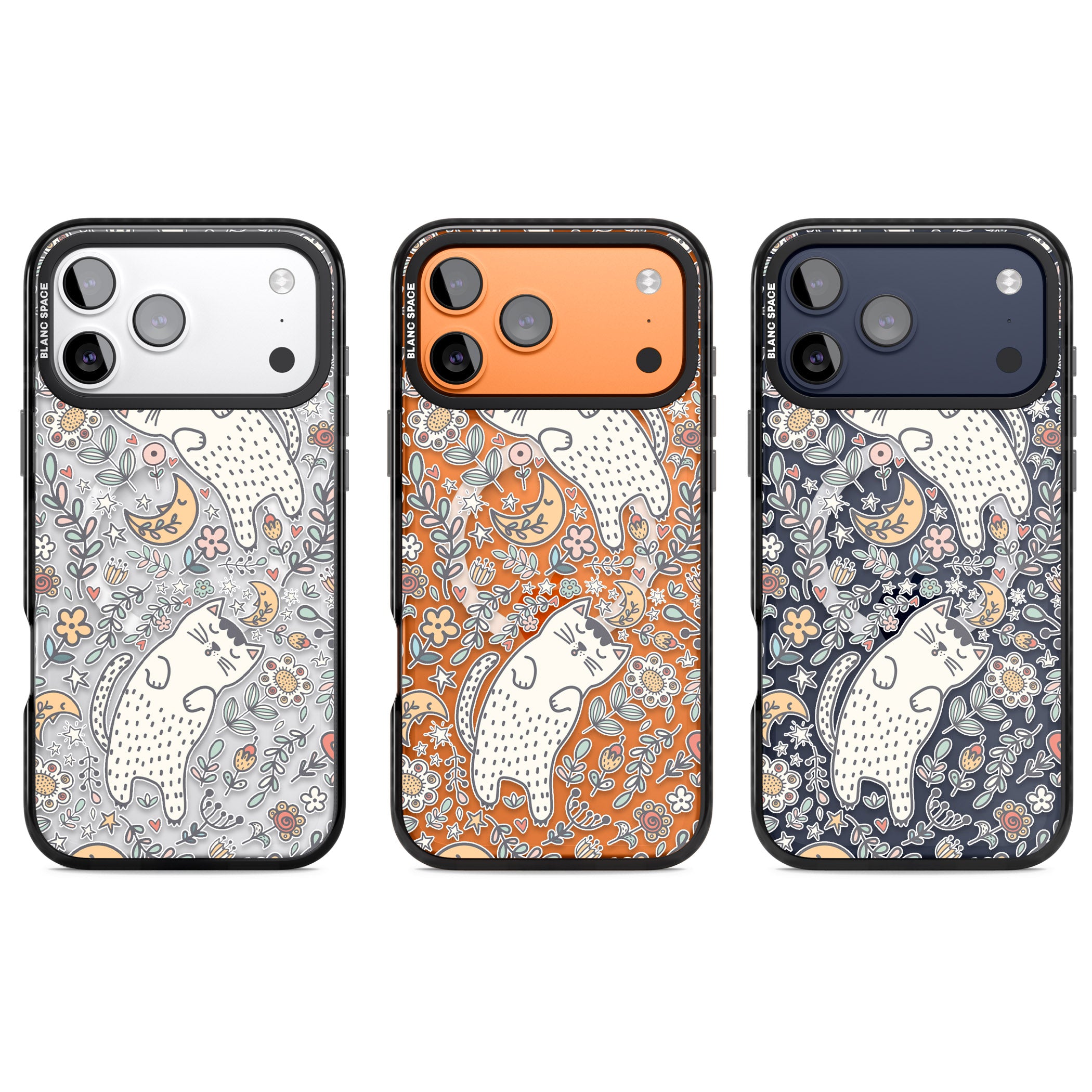 Sleeping Cat Pattern iPhone 17 Pro Impact Pro Black Phone Case APT Impact Protection