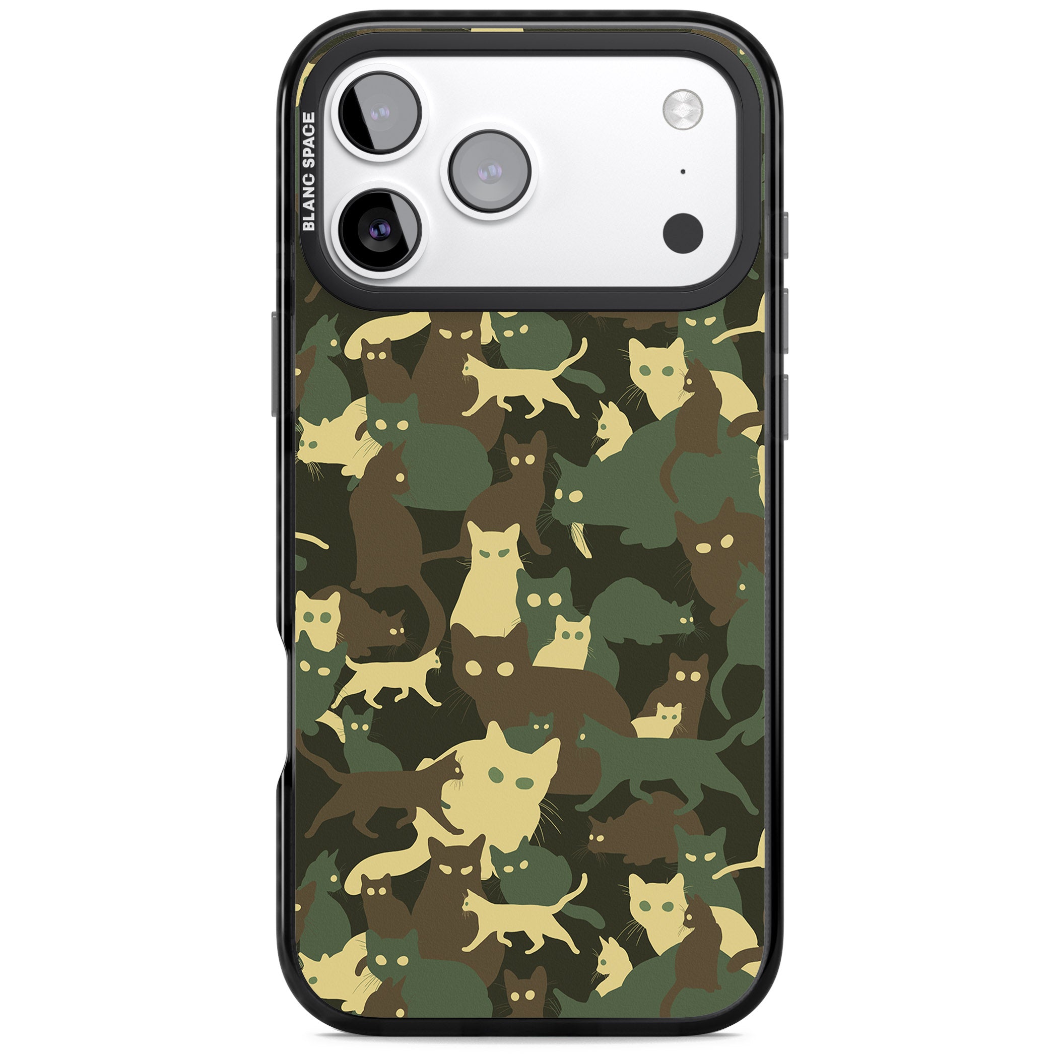 Forest Cat Camo iPhone 17 Pro Impact Pro Black Phone Case