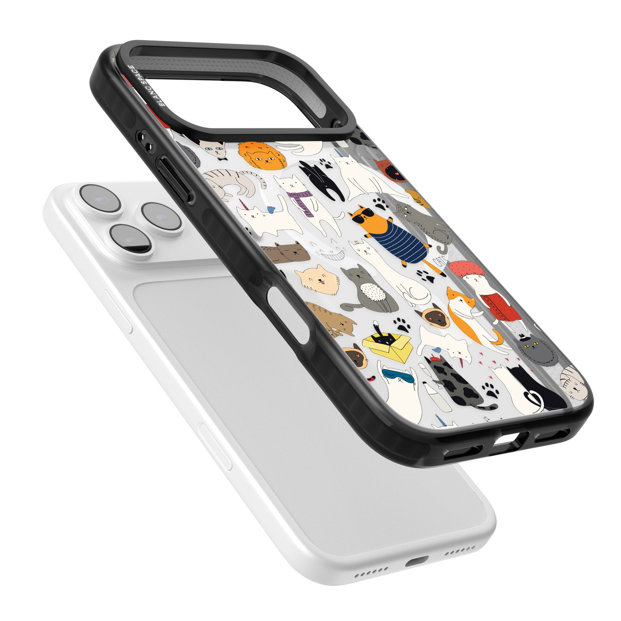 Cartoon Cat Collage iPhone 17 Pro Impact Pro Black Phone Case Colours