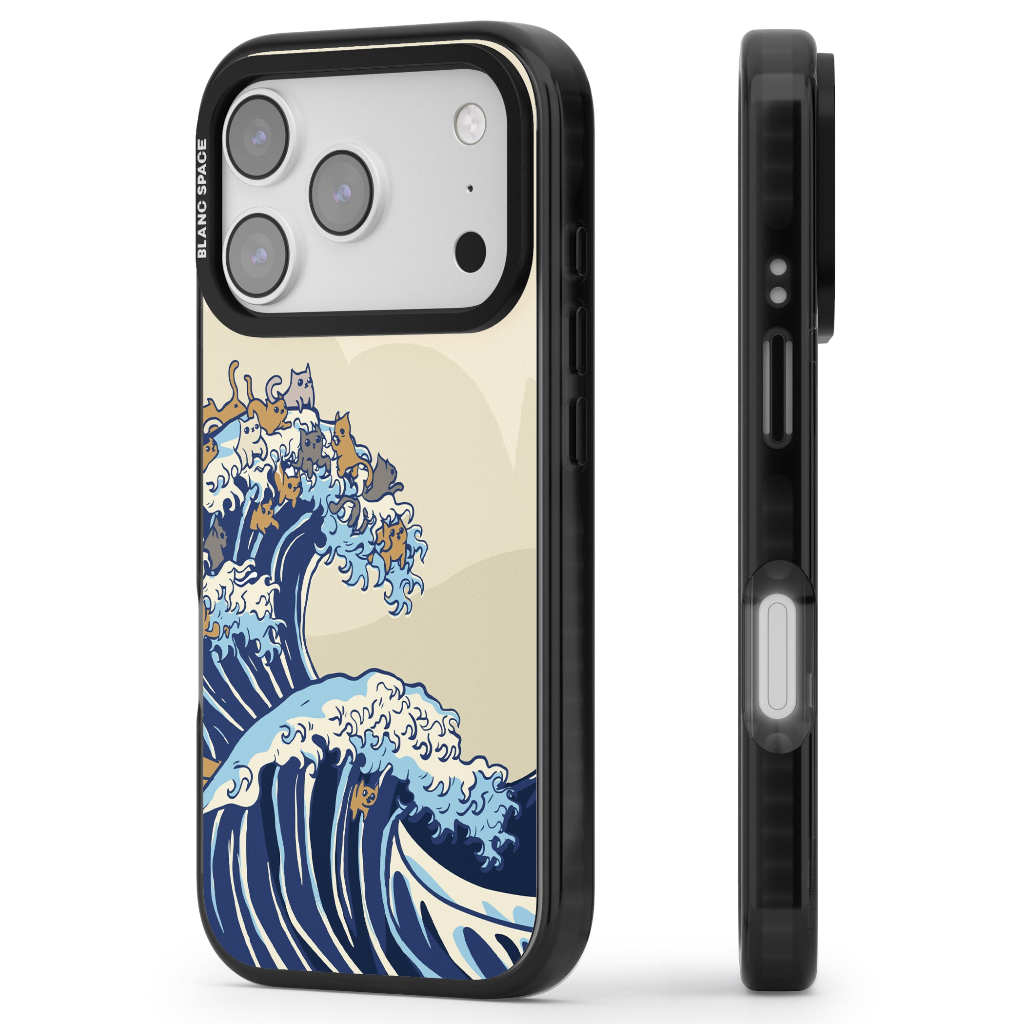 The Great Cat Wave iPhone 17 Pro Impact Pro Black Phone Case Side Profile