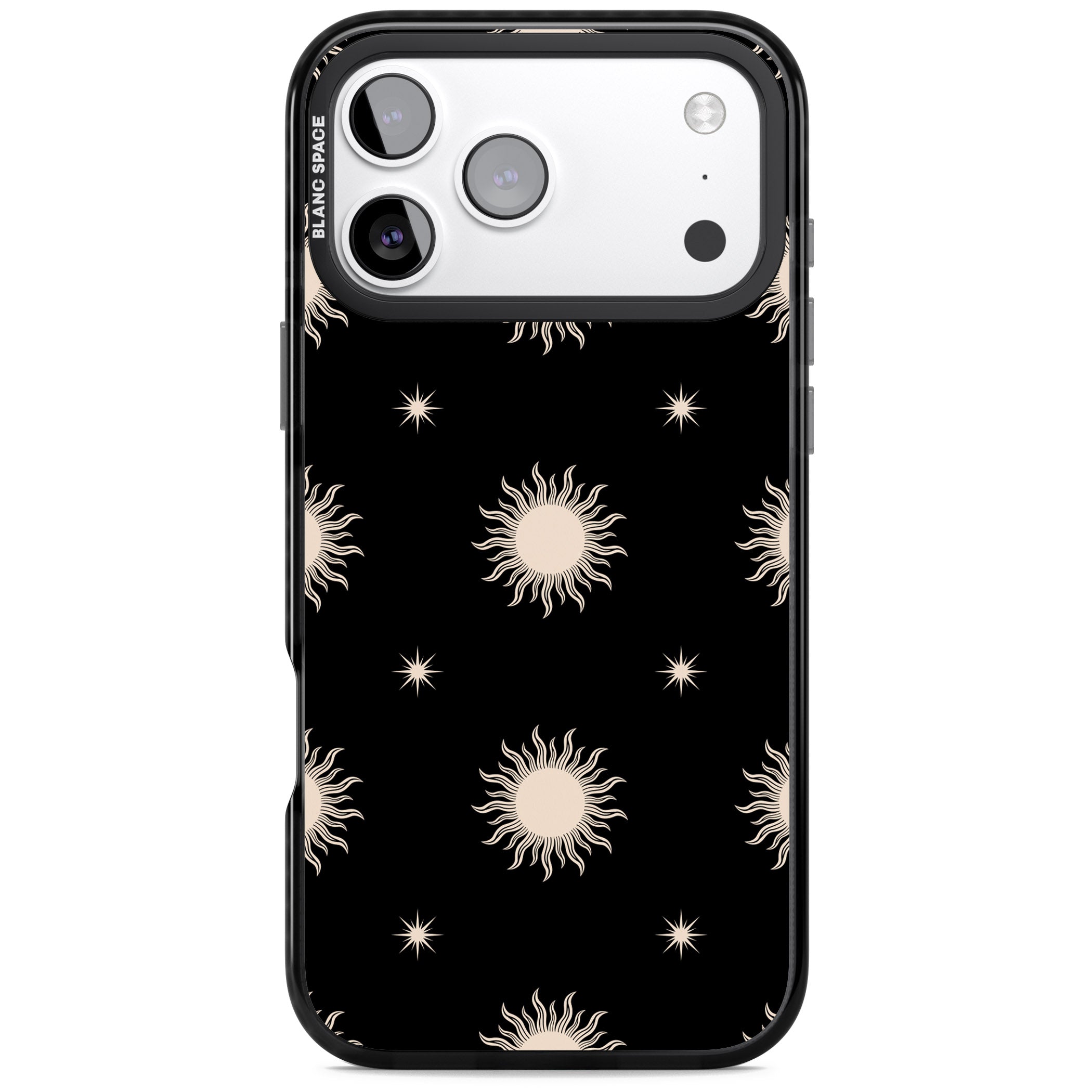 Celestial Patterns Classic Suns (Black) iPhone 17 Pro Impact Pro Black Phone Case