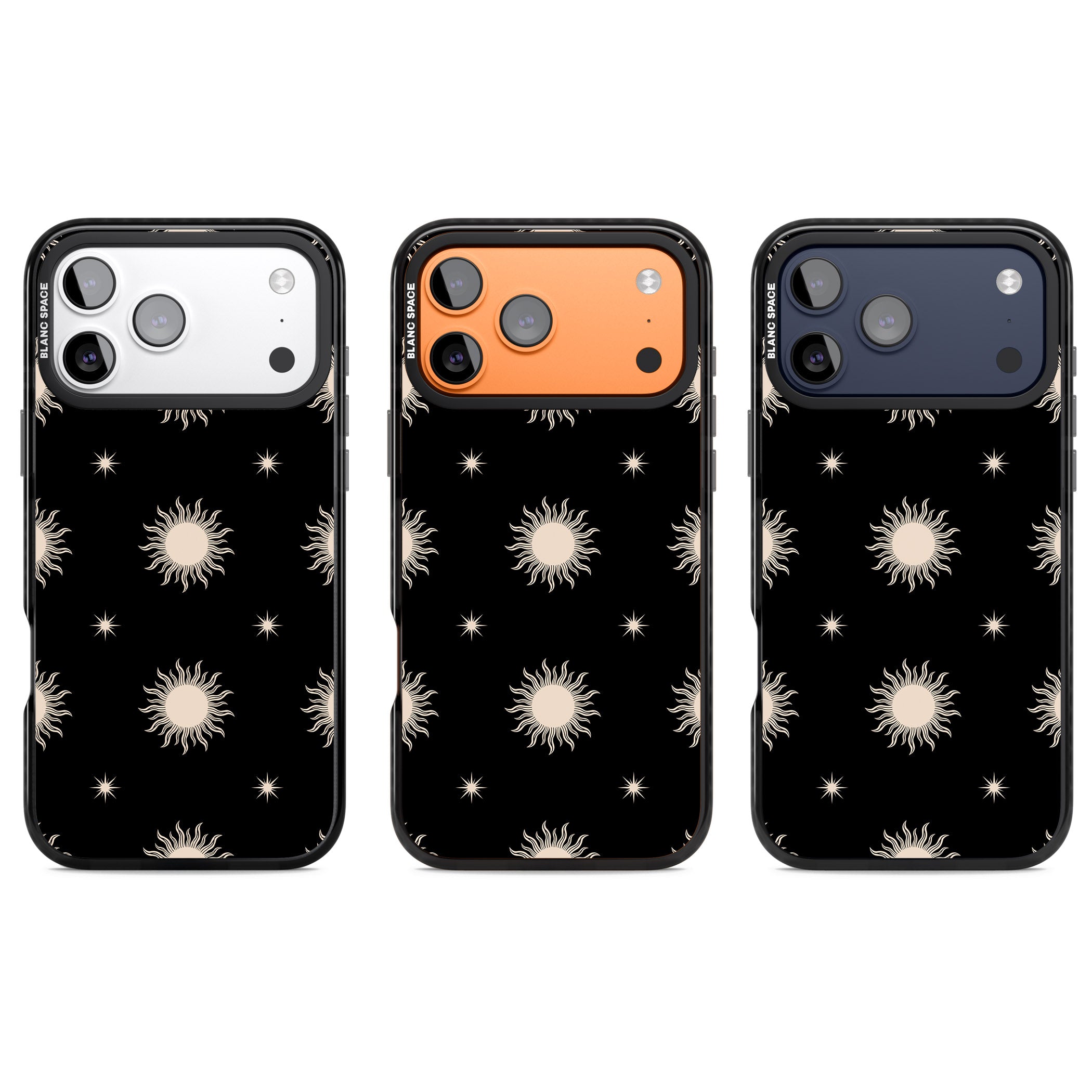 Celestial Patterns Classic Suns (Black) iPhone 17 Pro Impact Pro Black Phone Case APT Impact Protection