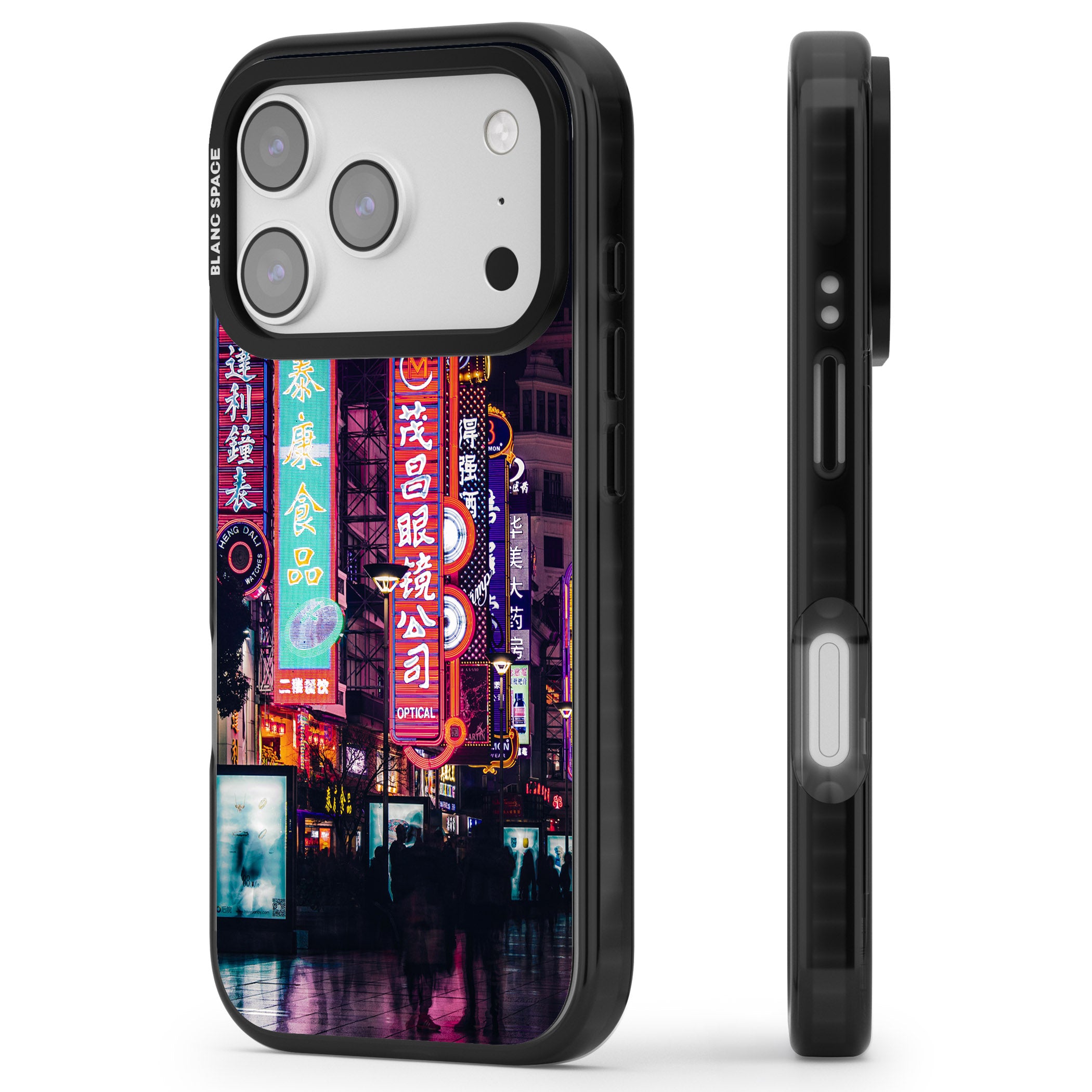 Neon Streets iPhone 17 Pro Impact Pro Black Phone Case Side Profile