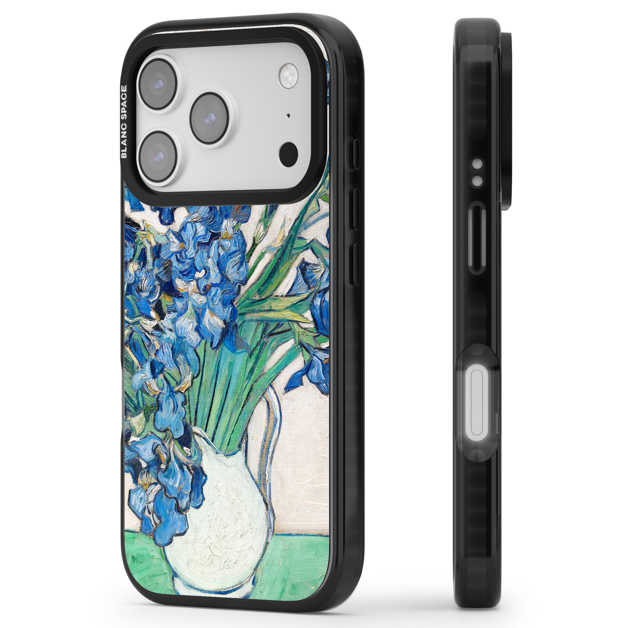 Irises By Vincent Van Gogh iPhone 17 Pro Impact Pro Black Phone Case Side Profile