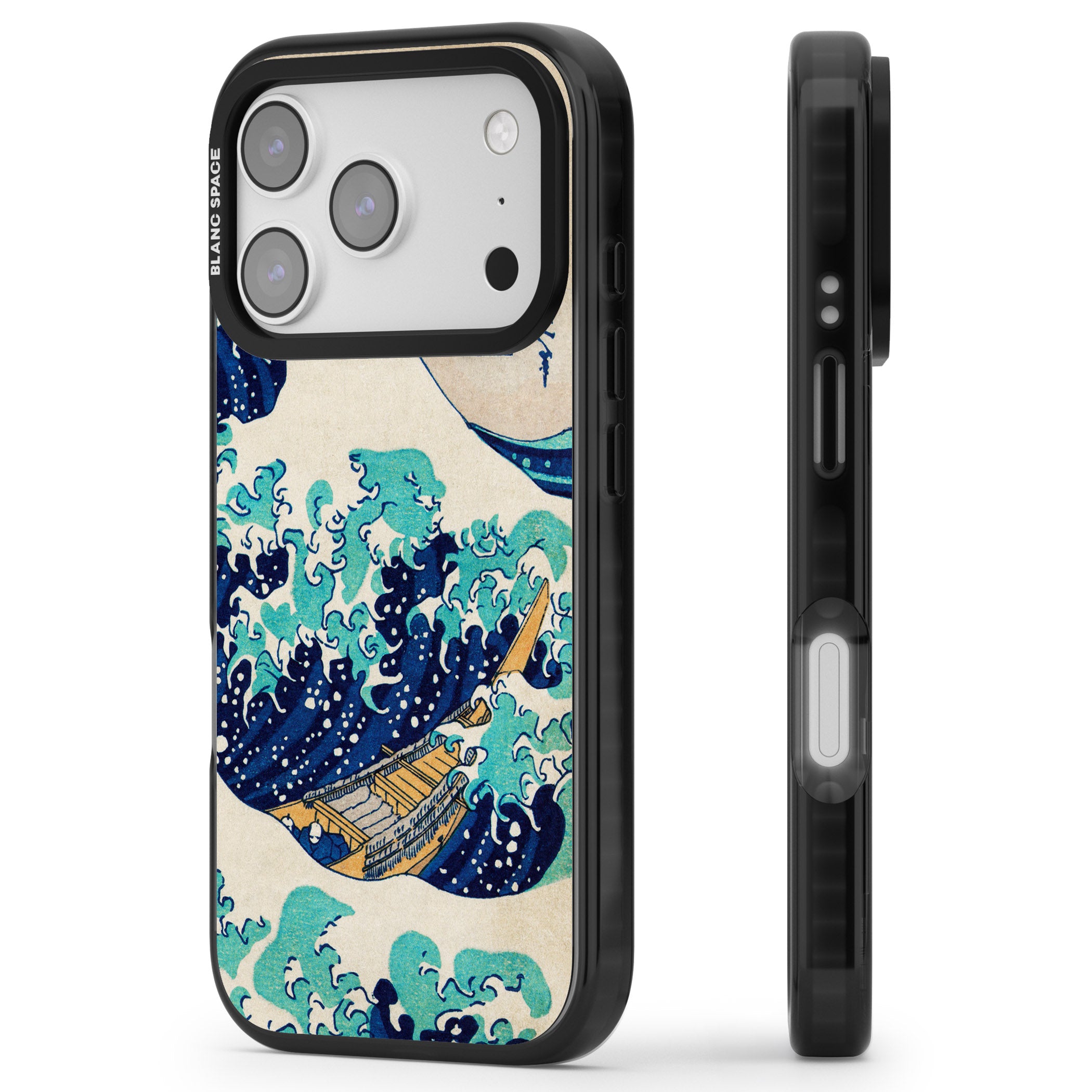 The Great Wave By Katsushika Hokusai iPhone 17 Pro Impact Pro Black Phone Case Side Profile